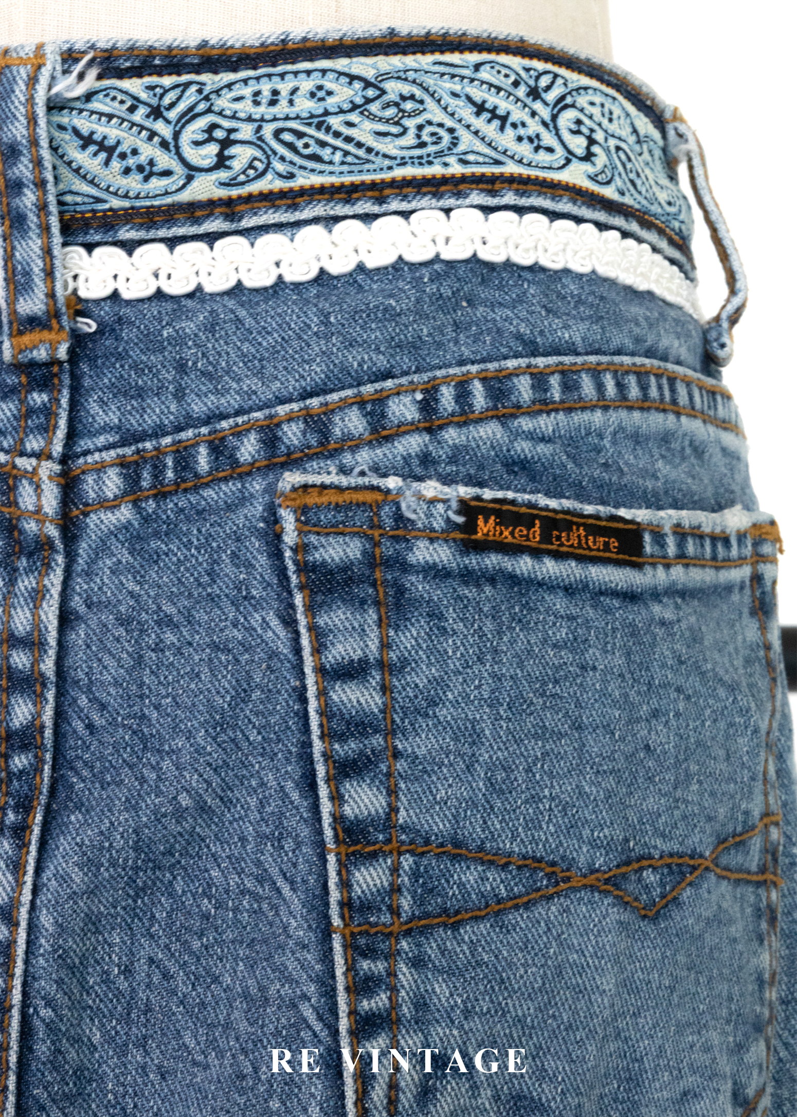 流浪的波西米亞變形蟲緞帶流蘇牛仔裙(27")9