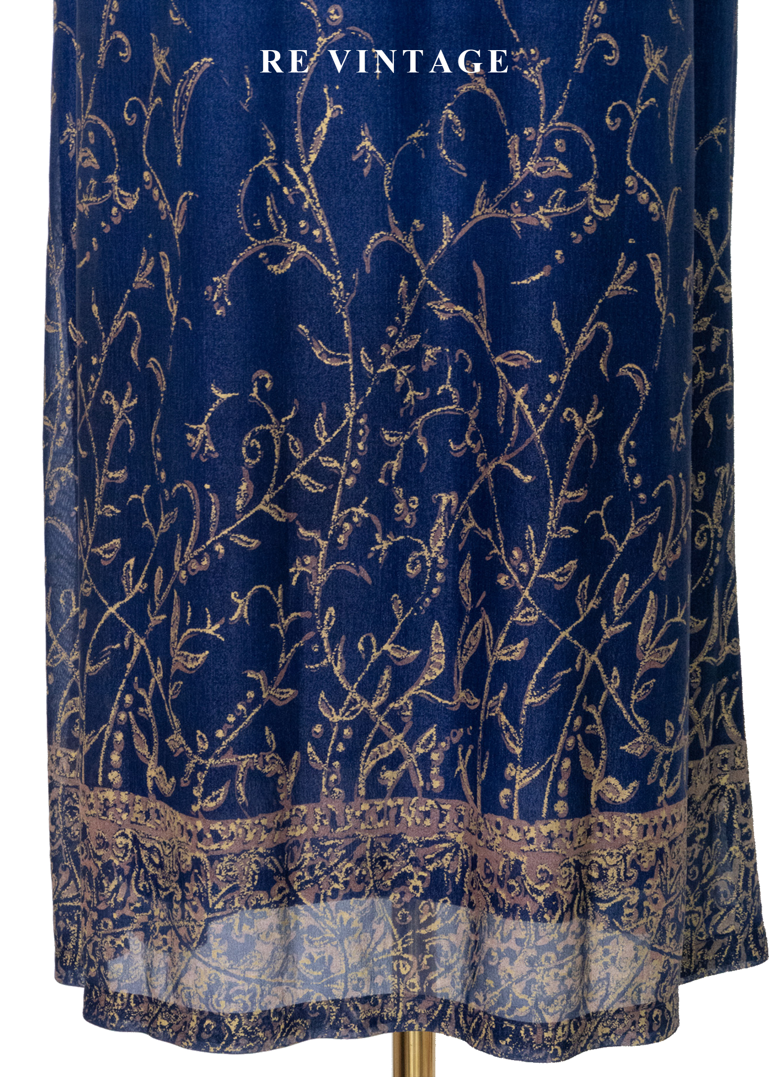 凡爾賽宮的夜宴 - 寶藍金絲藤蔓圖騰長裙(25-28")4