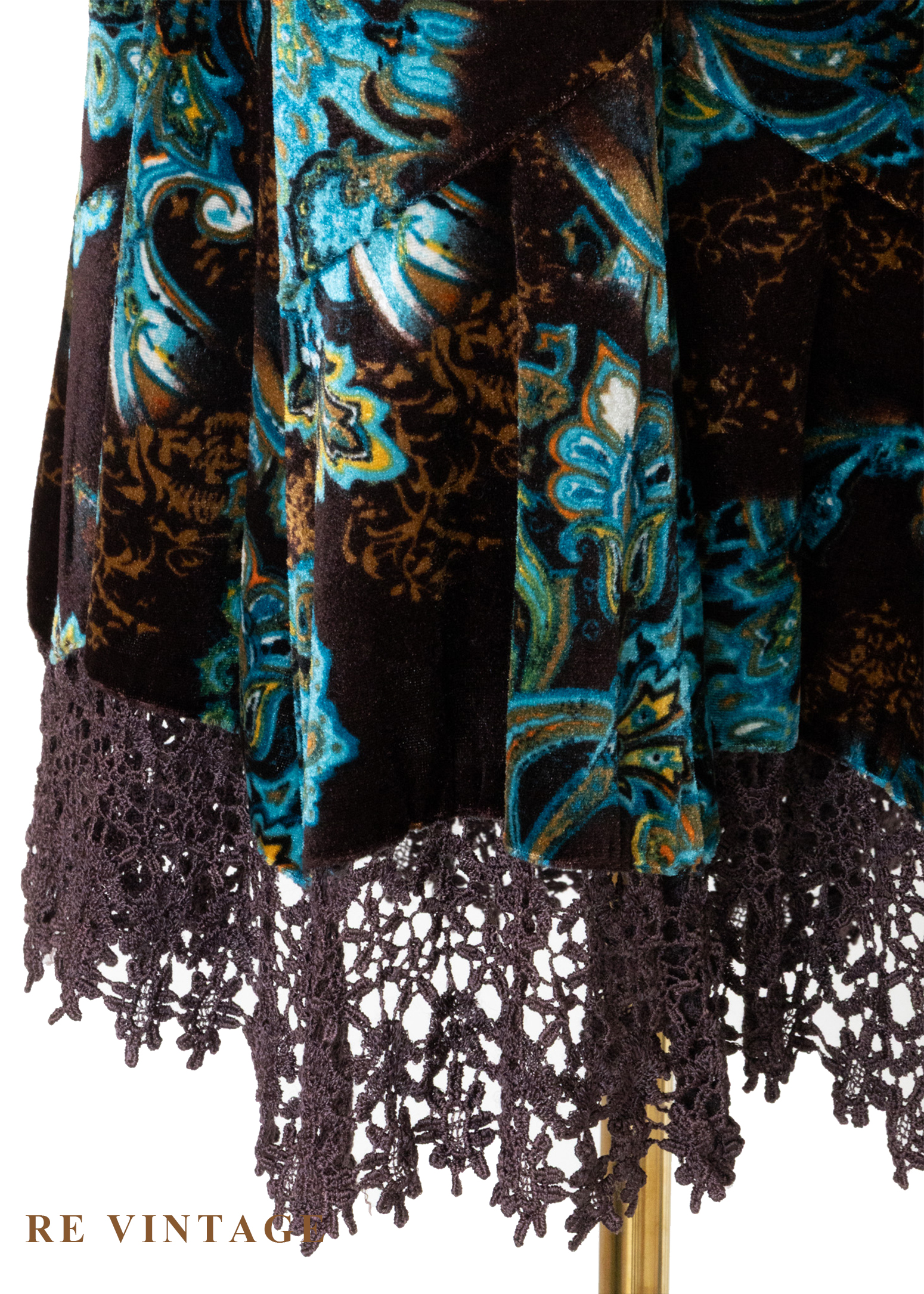 深夜寶石綠古董花紋美裙(27.5")10