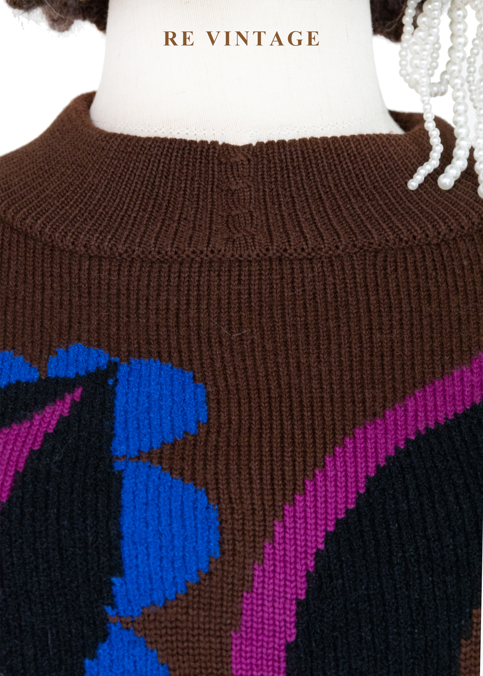 摩登普普抽象圖騰牛奶棕針織毛衣5