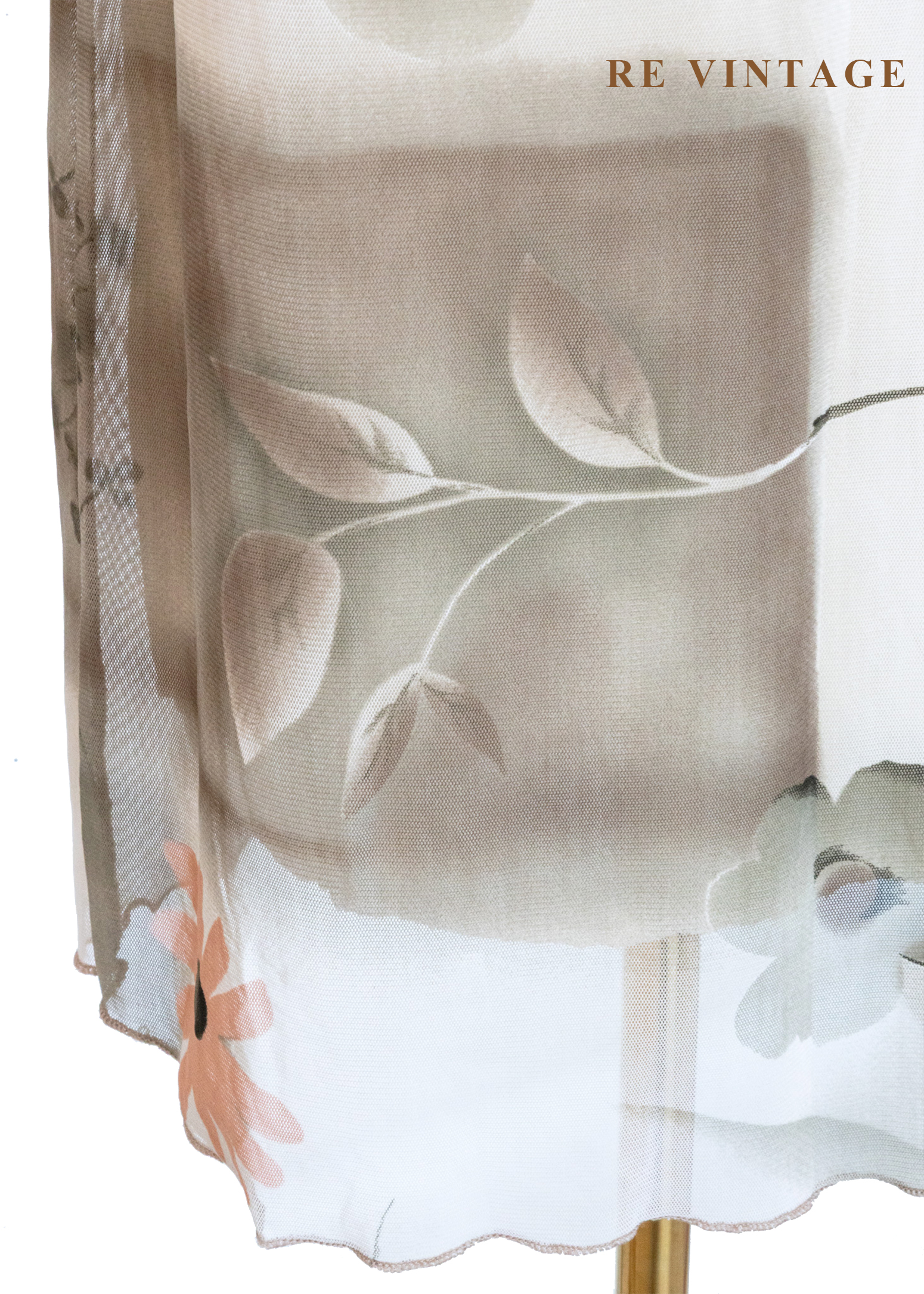 朦朧花影白牆網紗長裙(27-33")7