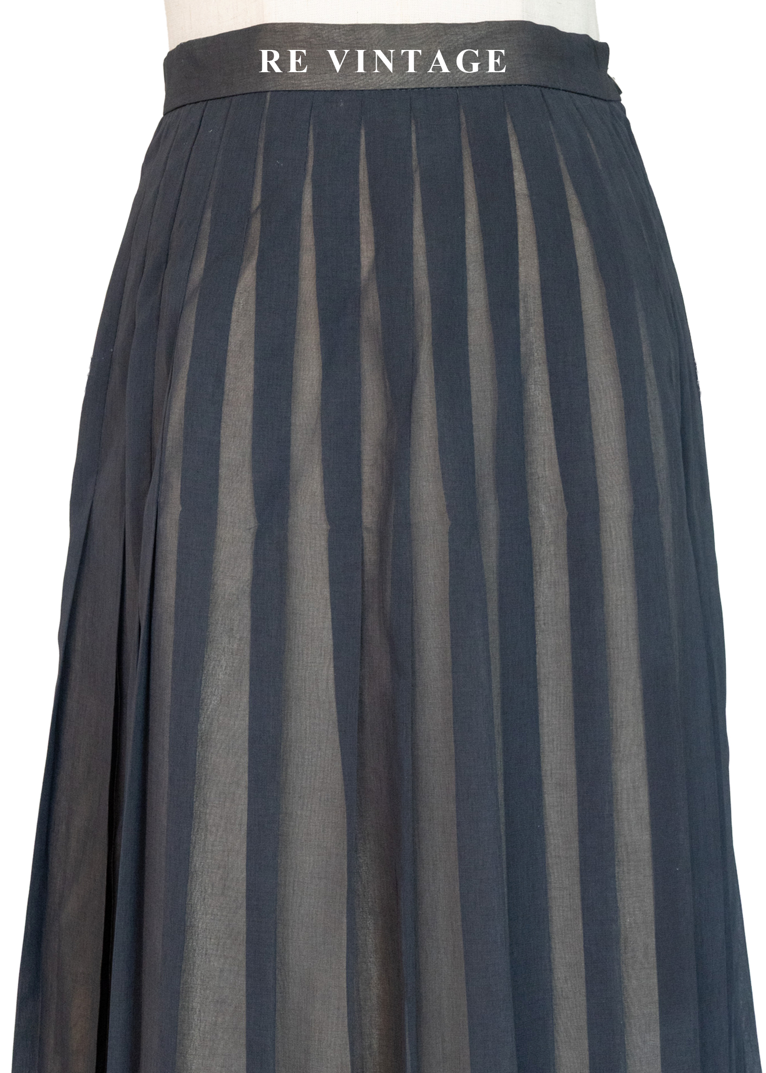 墨灰半透視百褶長裙(27")3