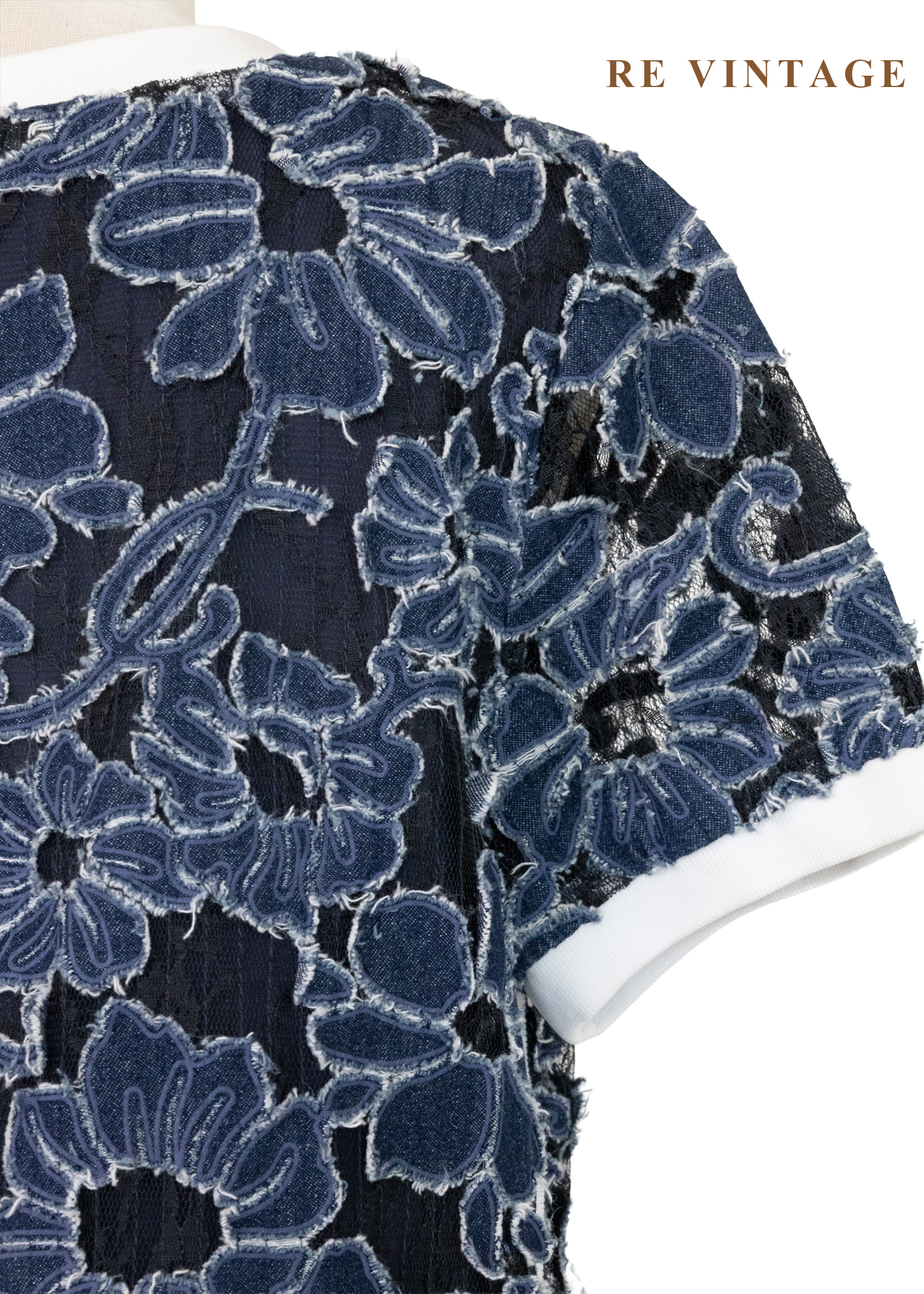 靛藍花瓣堆疊黑蕾絲洋裝12