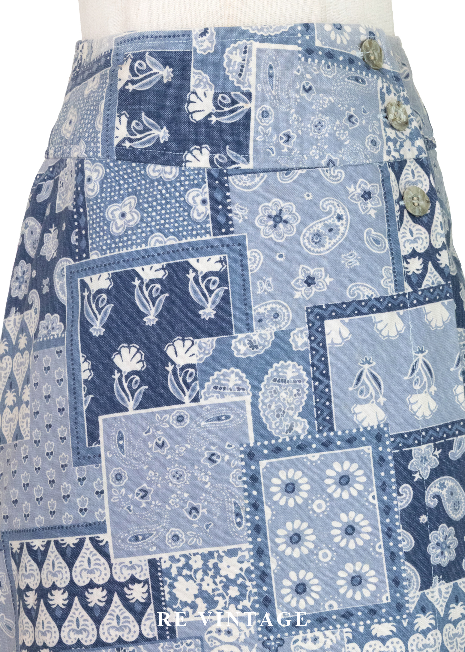 蔚藍海岸的拼貼記憶圖騰短裙(24")3