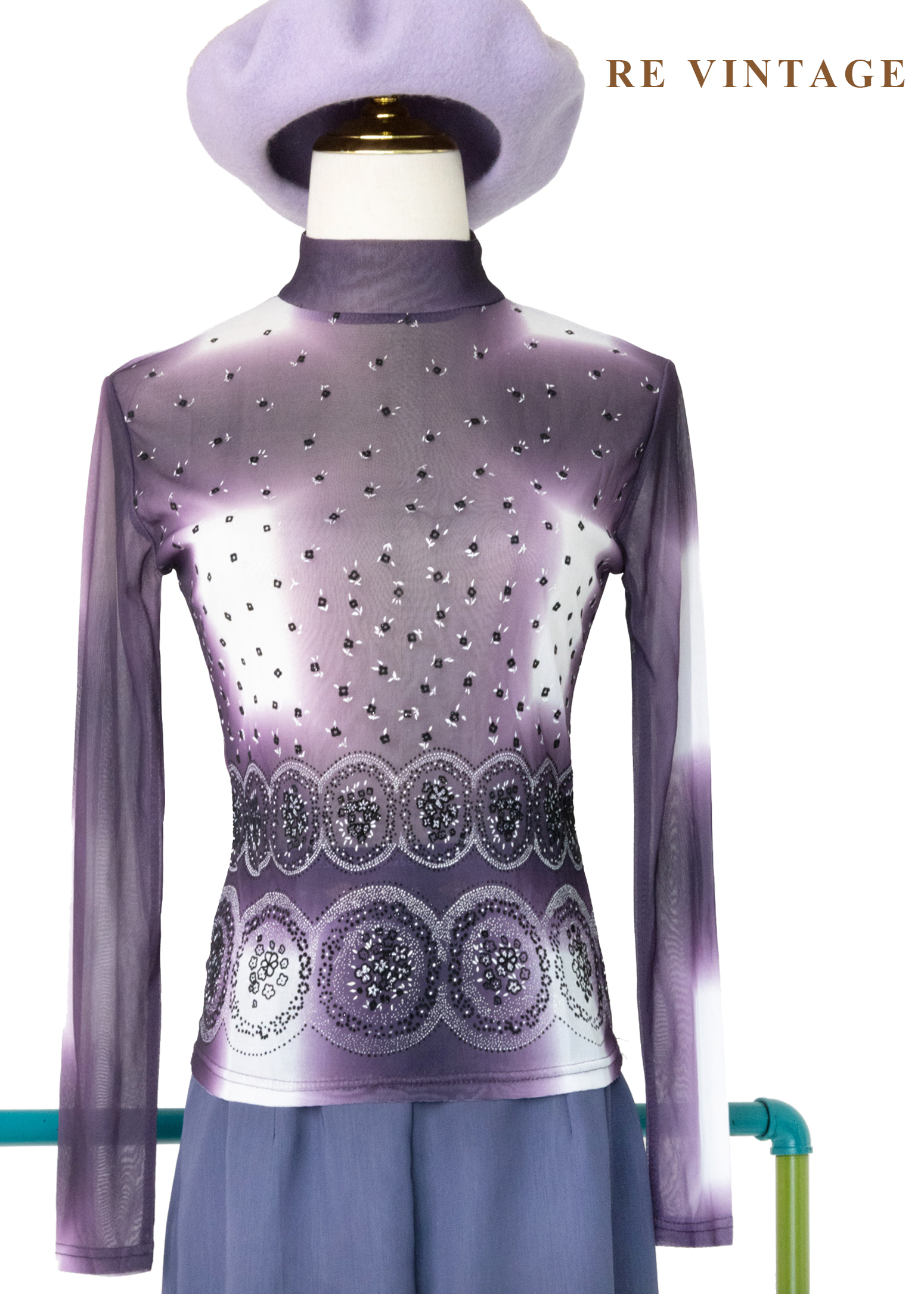 星塵灑落的紫色光暈網紗上衣8