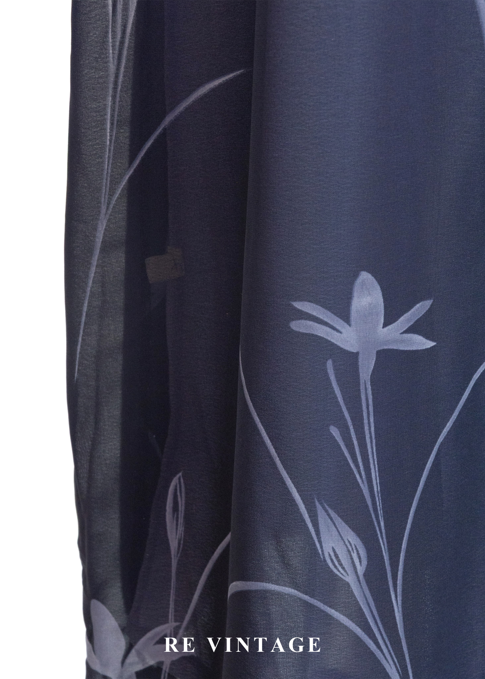 霧中灰藍湖面的花朵們長洋裝6