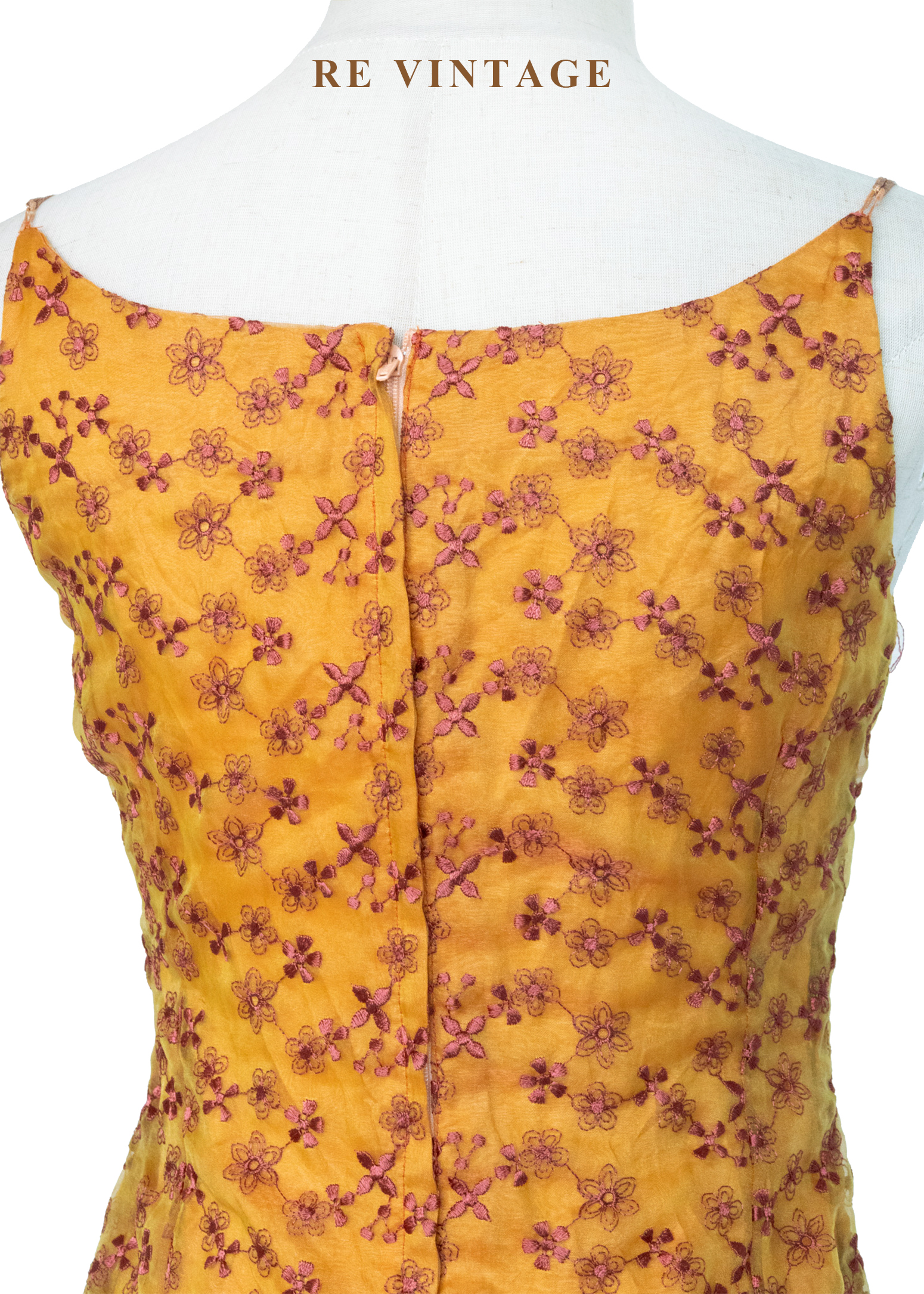 Sunset 暖橘色小碎花係肩帶迷你洋裝9