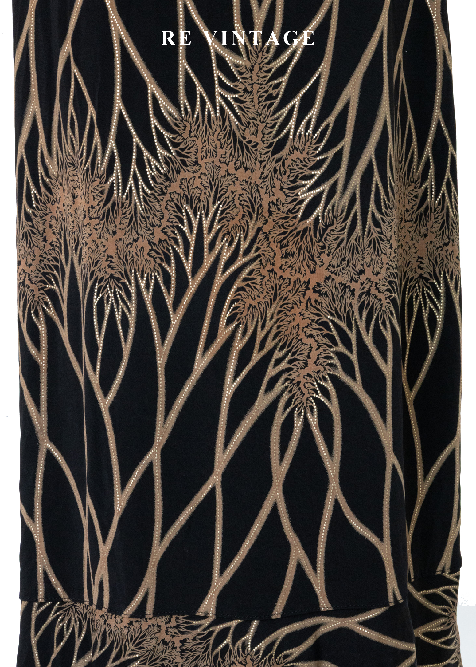 黑與金藤蔓黑長裙(25-30")4