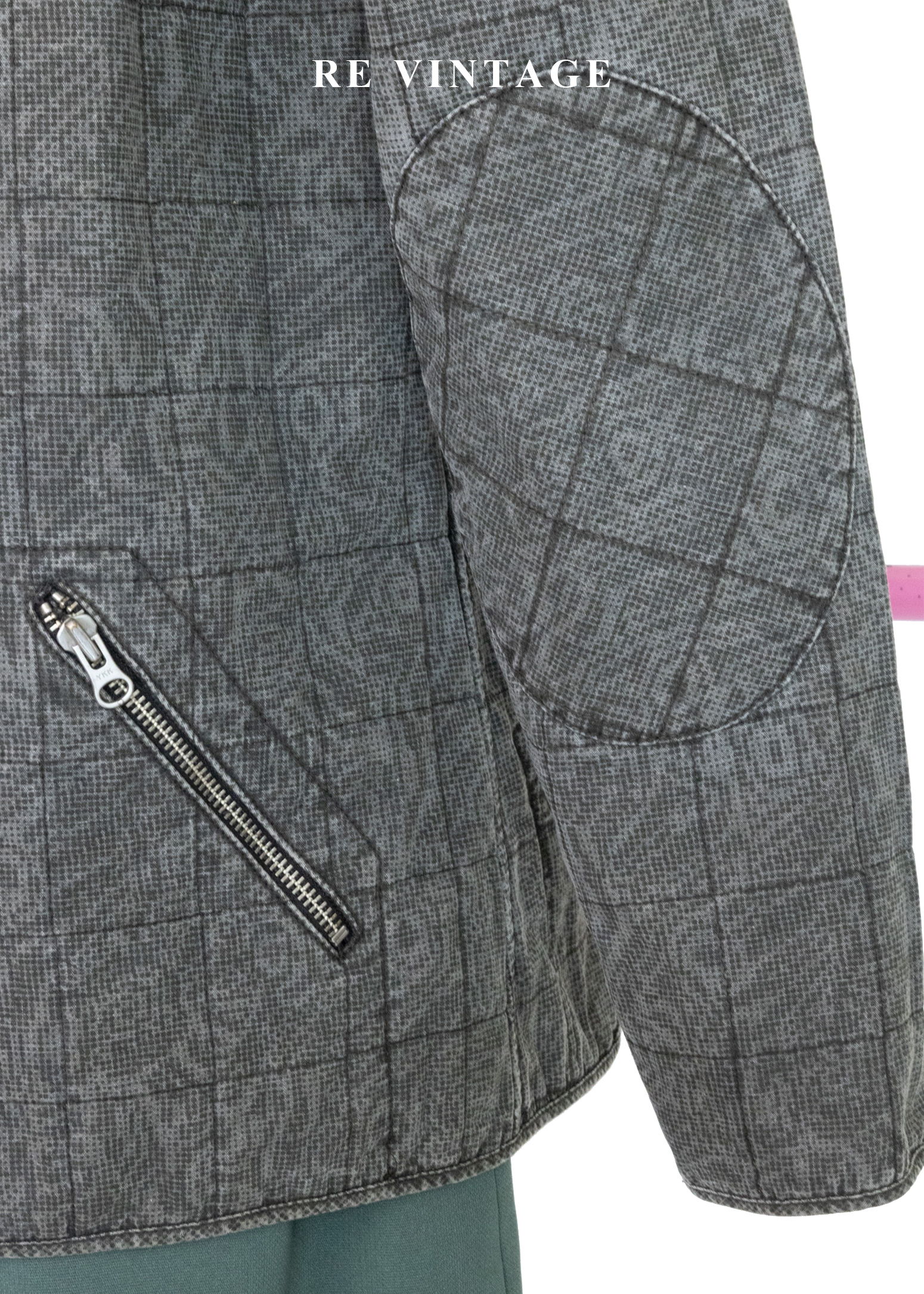 重磅水洗迷幻格紋硬挺夾克12