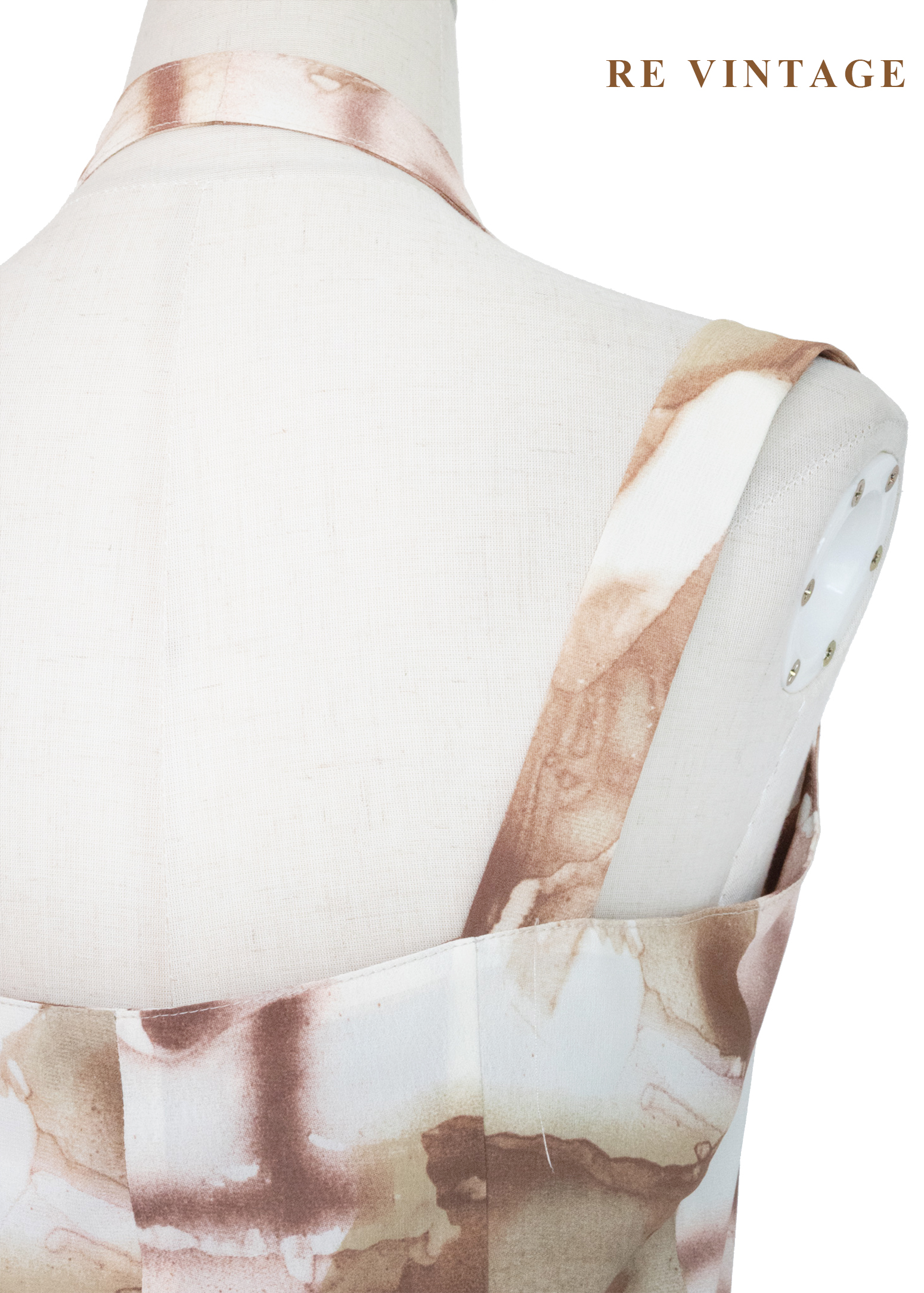 奶油咖啡暈染繞頸長洋裝16