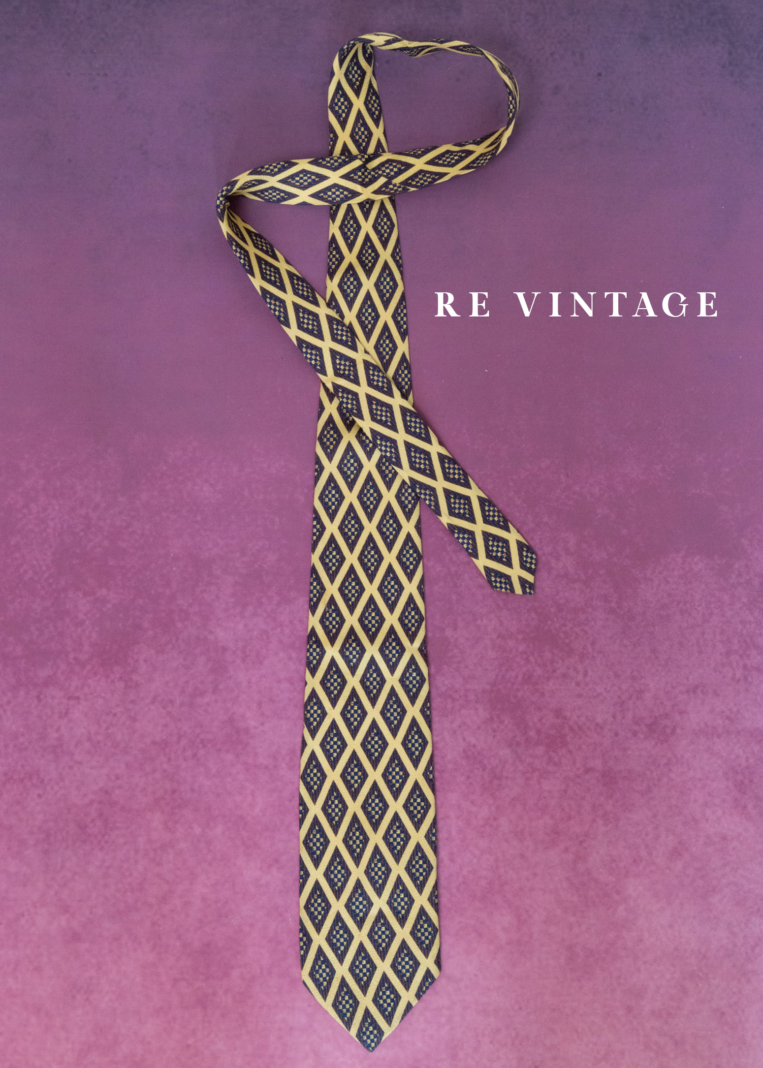 黃黑棋盤密語領帶