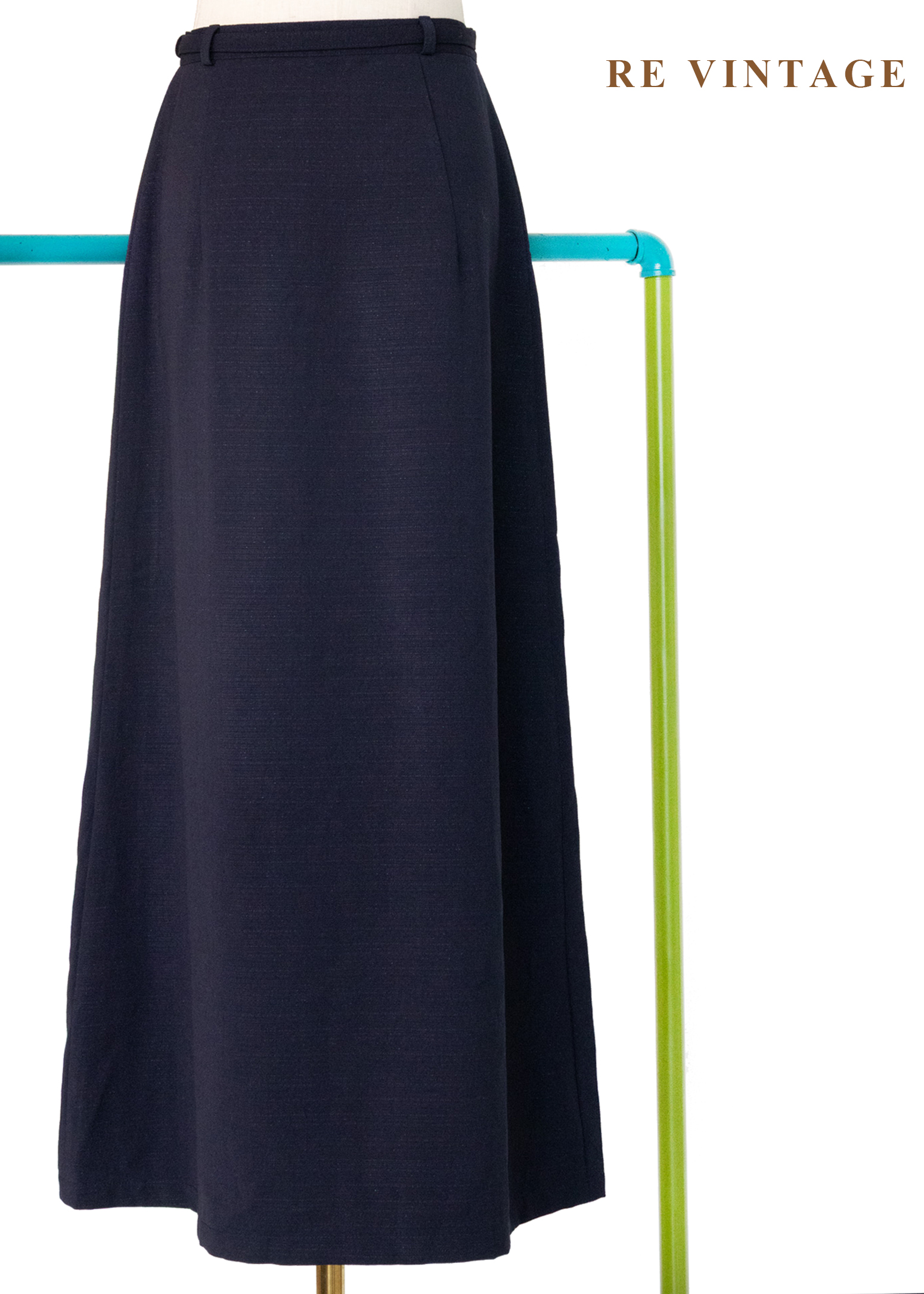 質感單品 - 黑白釦高腰藍裙(24")7