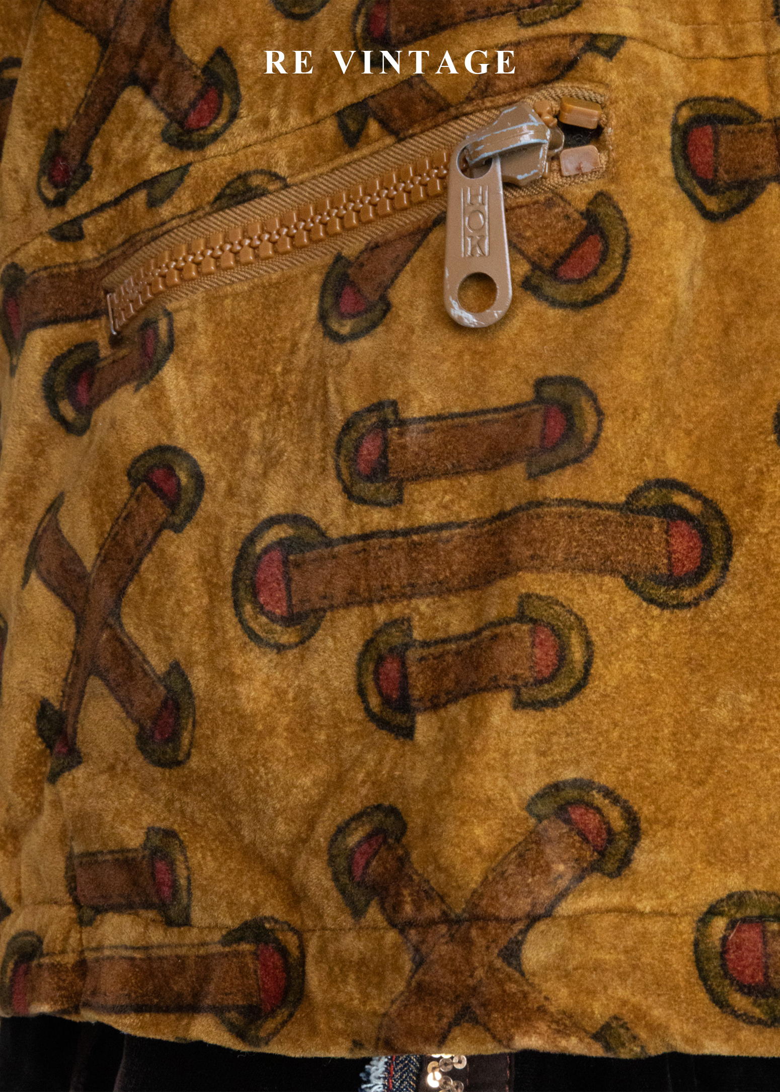 焦糖色穿繩記號麂皮長毛內裏外套7