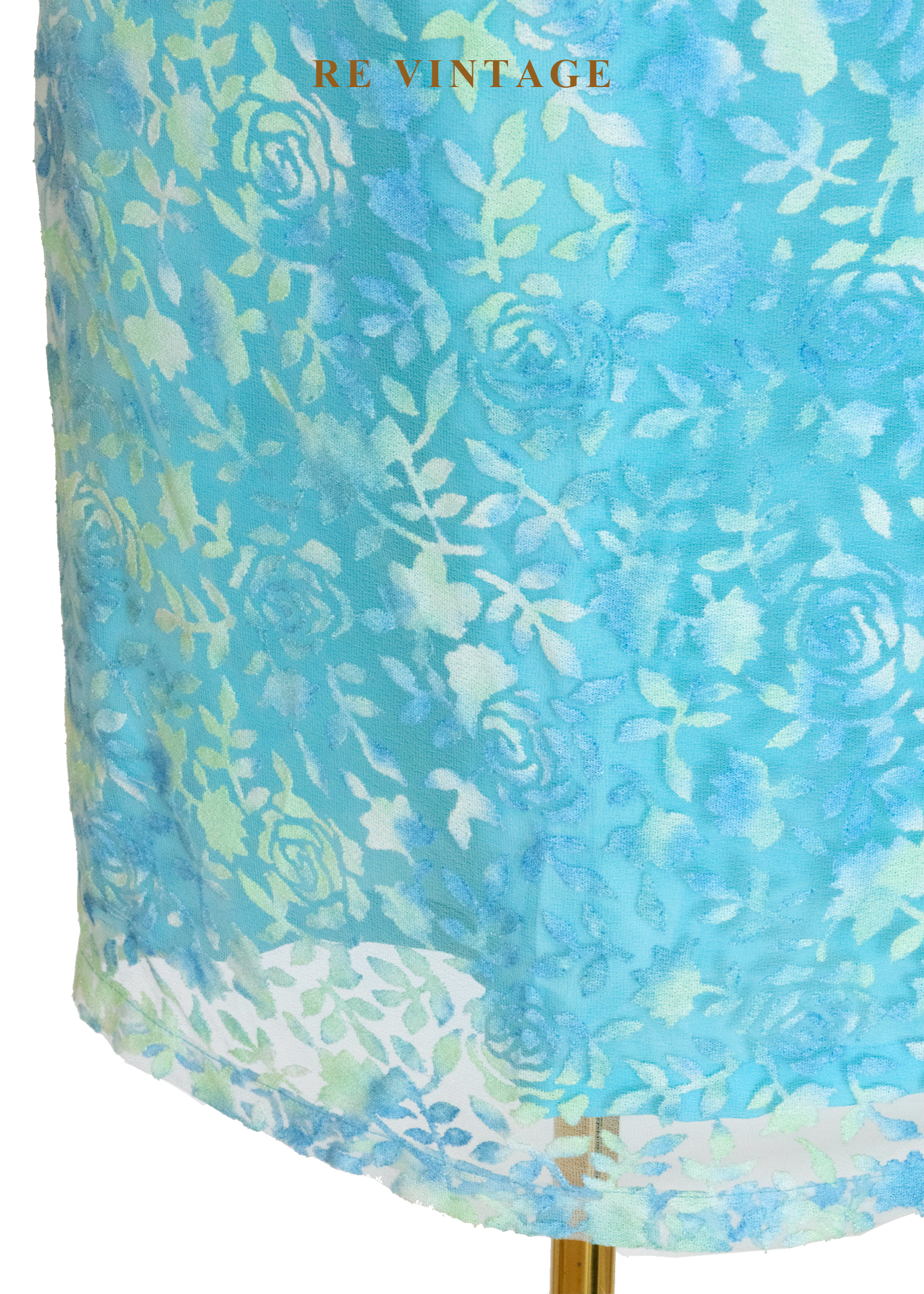暈染湖水藍調玫瑰長裙(26")4