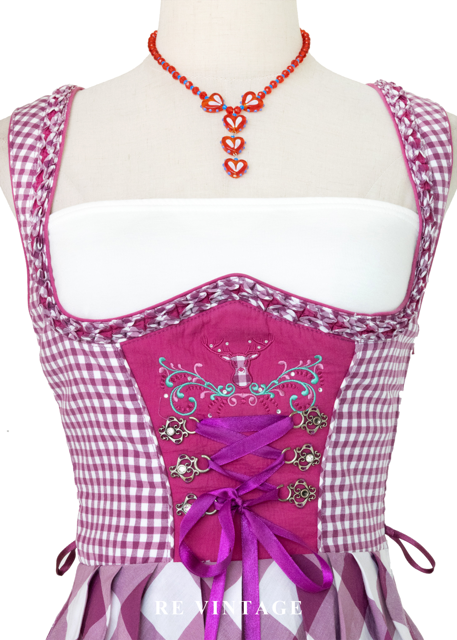 『歐洲寶物』阿爾卑斯山的少女 - 紫紅格紋德式巴伐利亞古典洋裝7