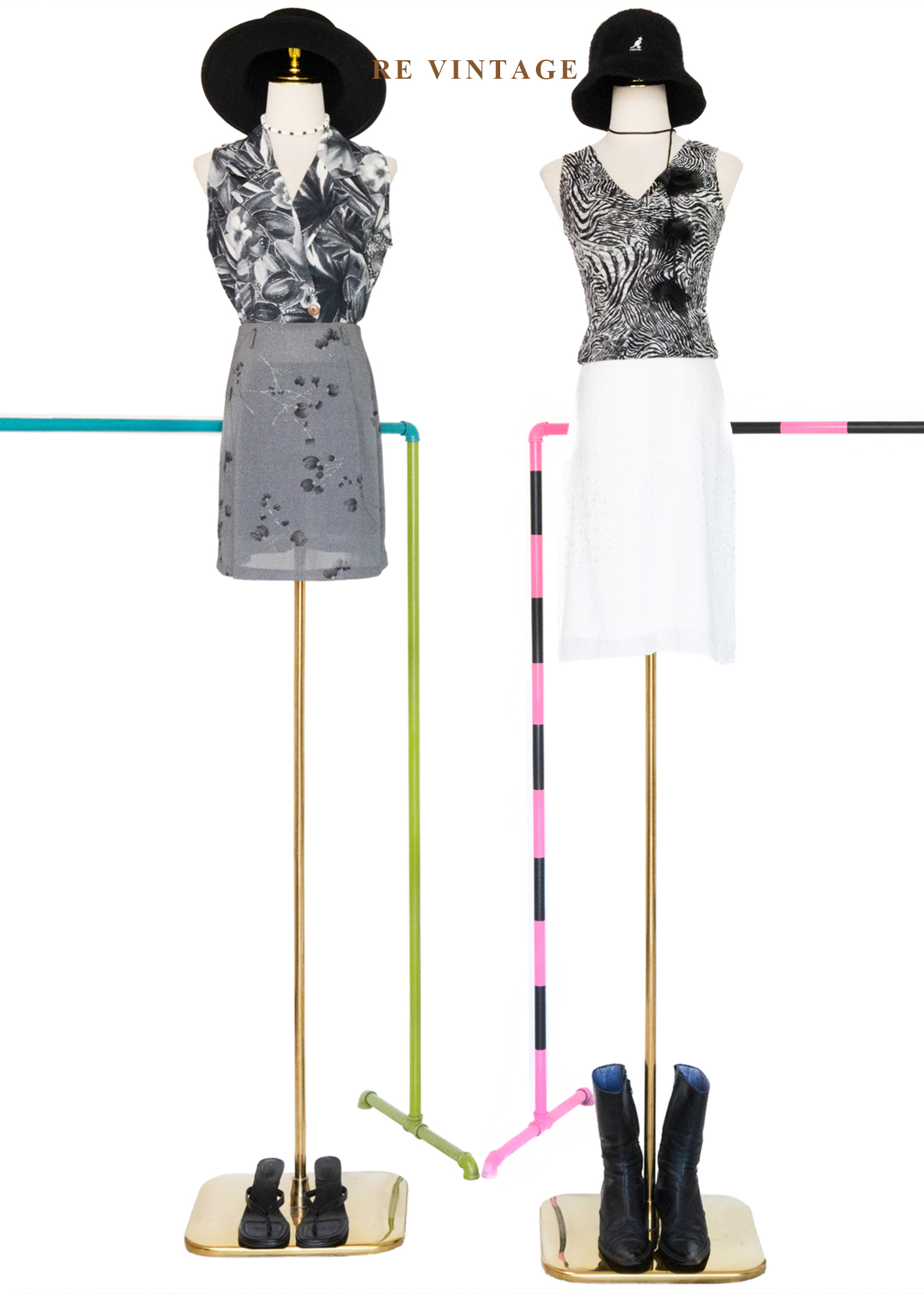 霧灰的花瓣與枝葉短裙(26")2