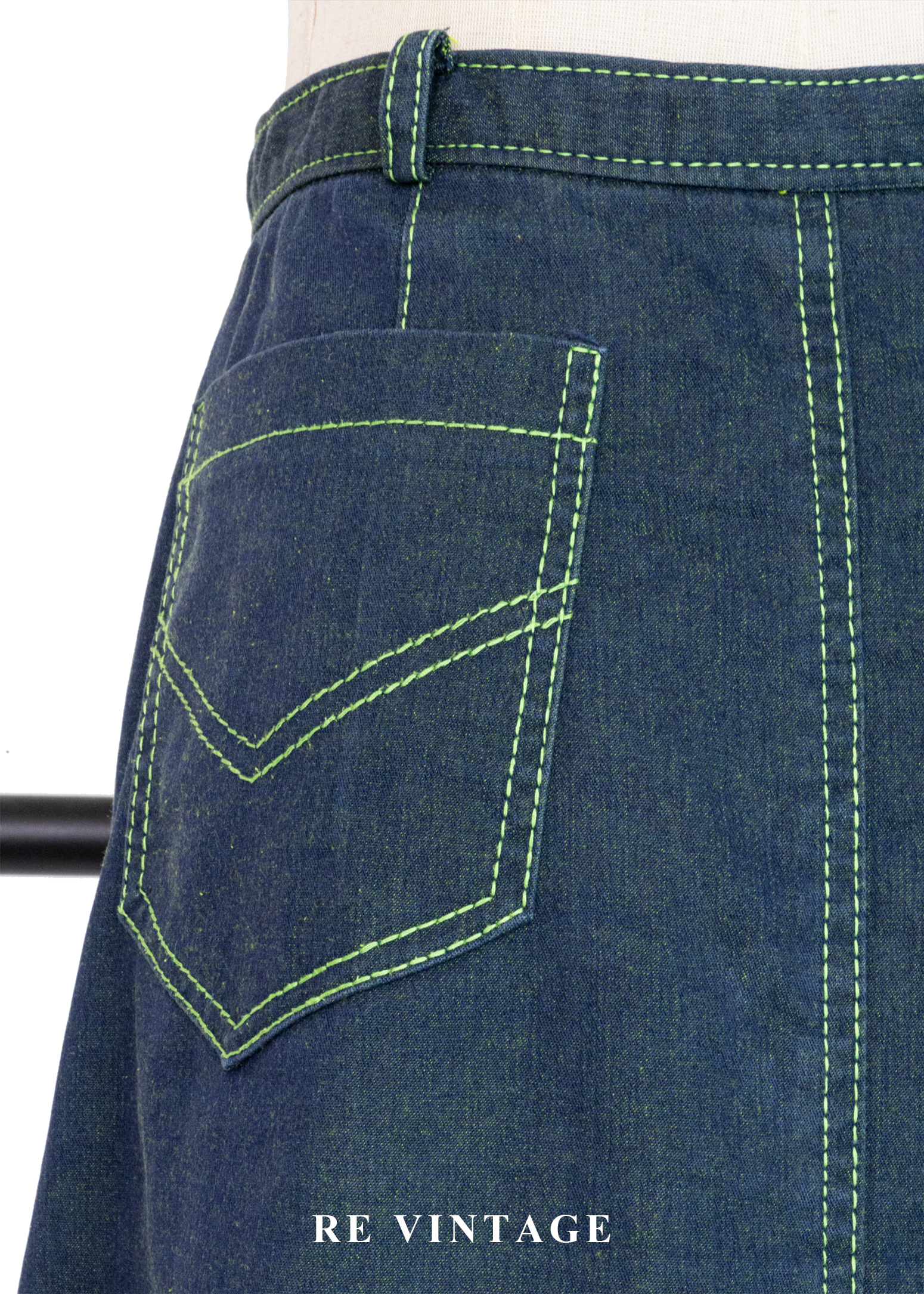 檸檬帶點綠個性單寧中長裙(26")9