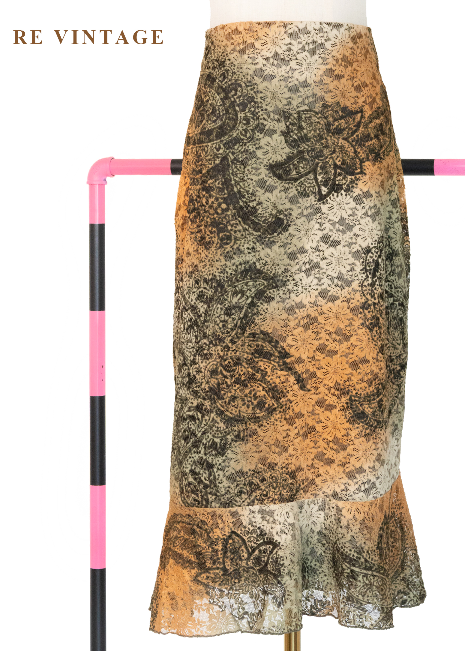 Moss 橘光蕾絲中長裙(28-31")8