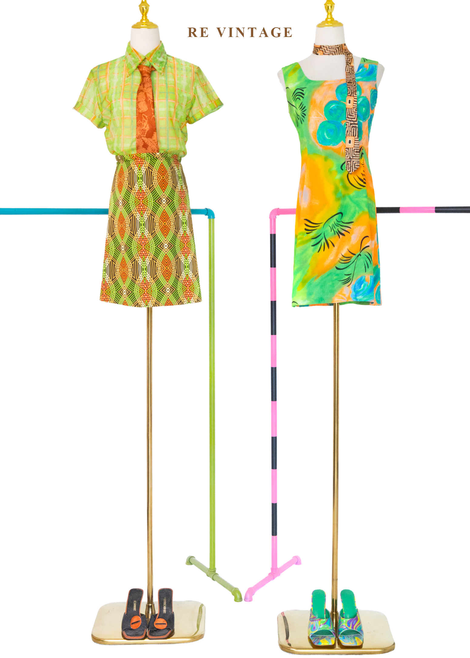 迷幻秩序幾何相撞短裙(27")2