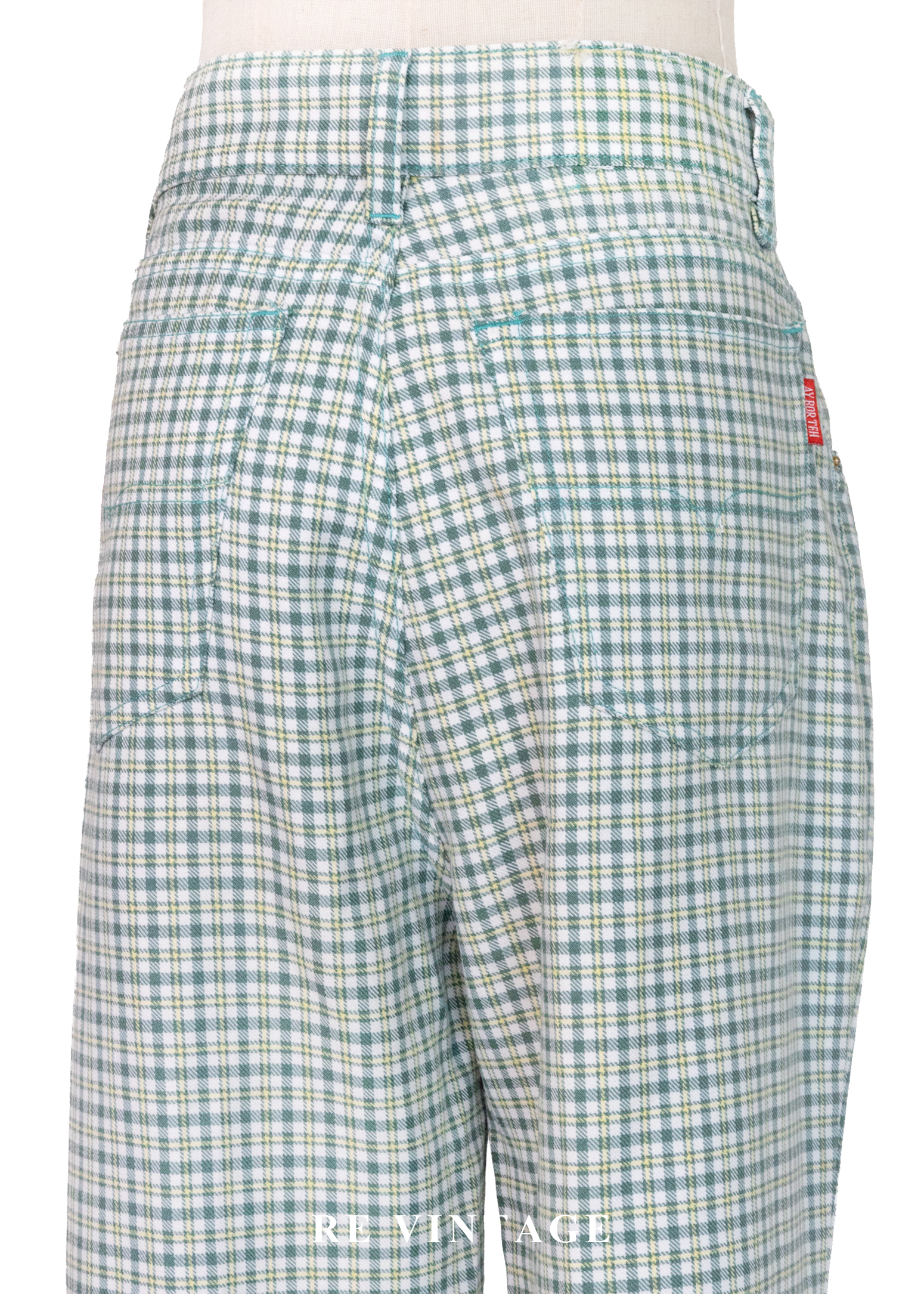 必備單品 - 藍綠色格紋長褲(28")12