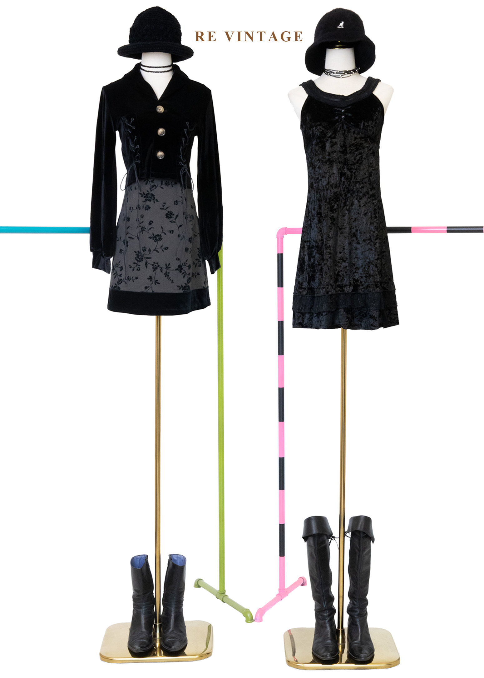 質感單品 - 黑天鵝絨布圓領迷你洋裝2