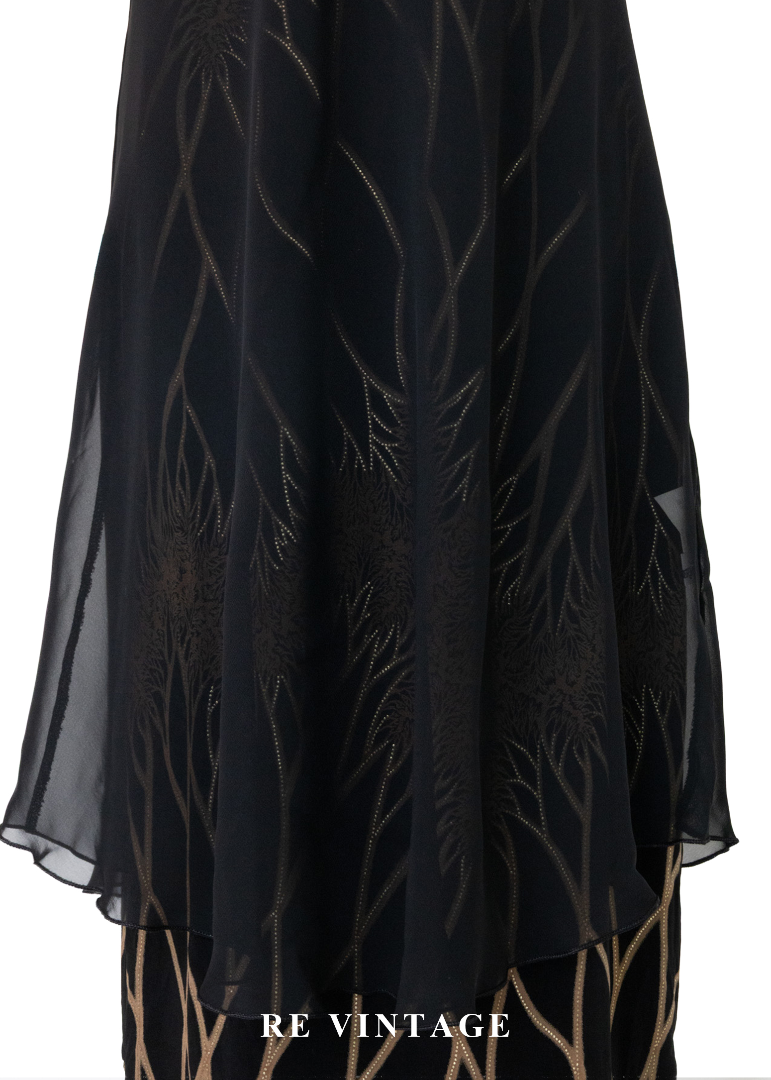 金線刺繡黑透膚細肩帶背心10