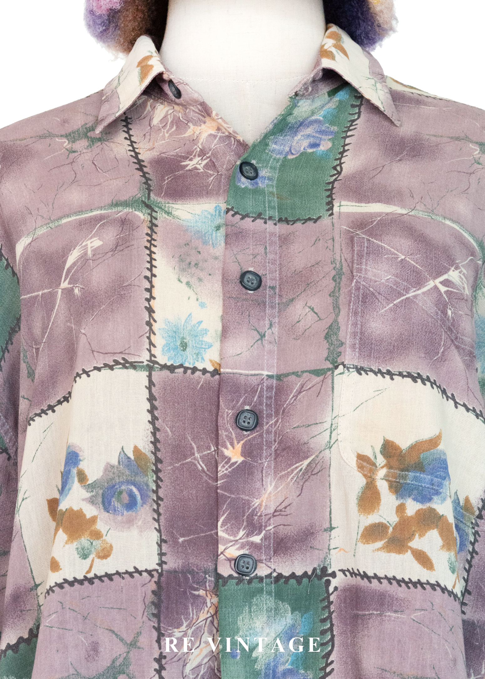 霧紫色拼貼詩襯衫3