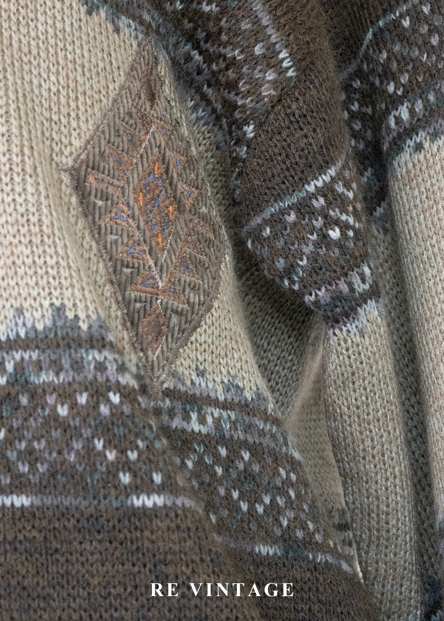 慢生活 - 北國之徑復古幾何緹花針織毛衣7