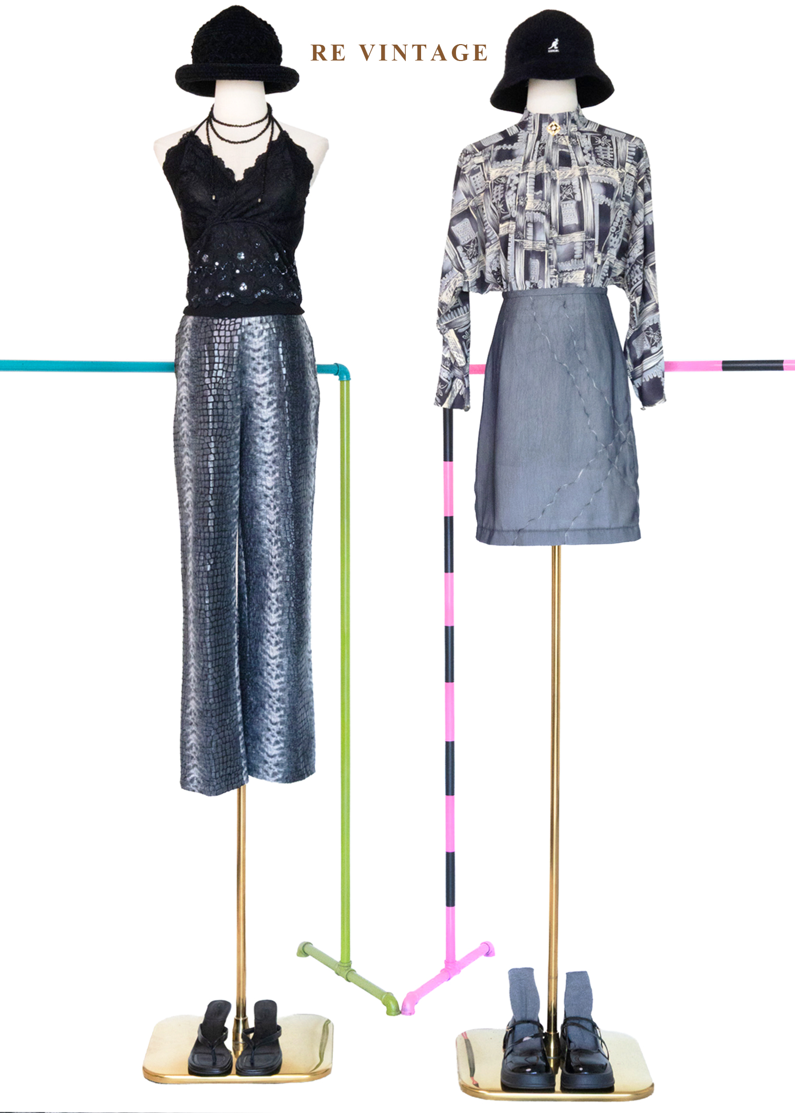 銀灰鱗紋質感冷冽高腰長褲(26-32")2