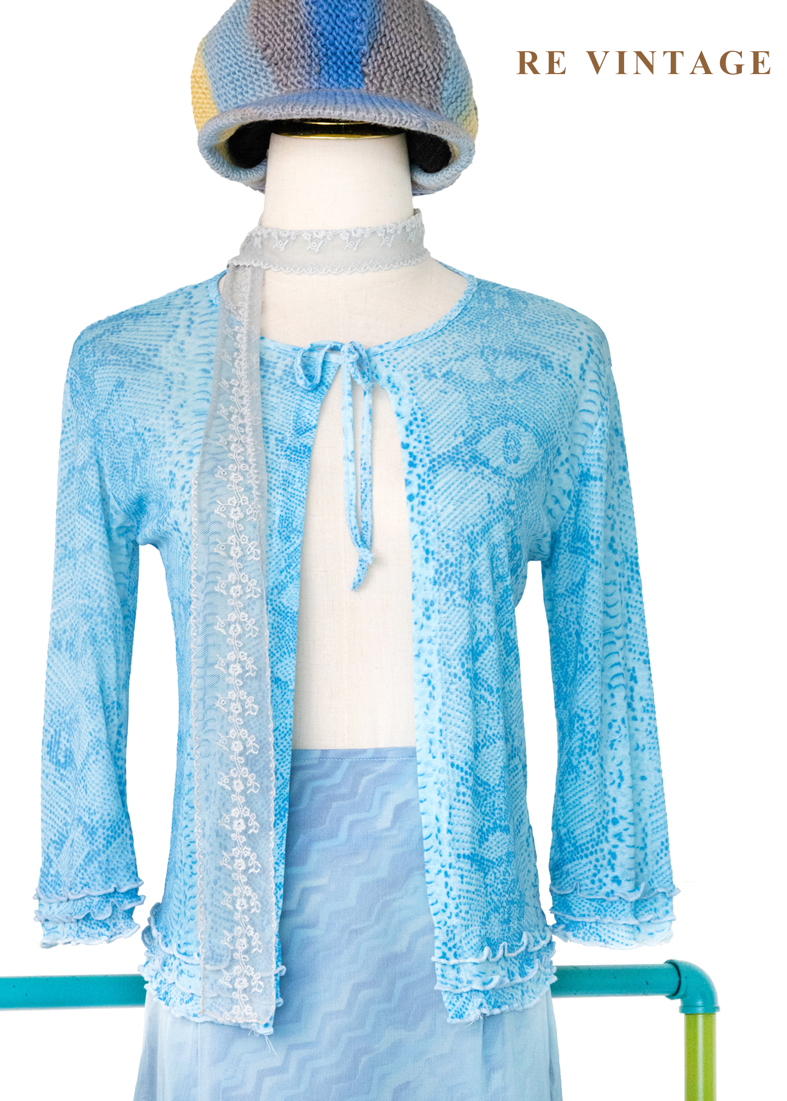 水仙藍蛇紋罩衫上衣