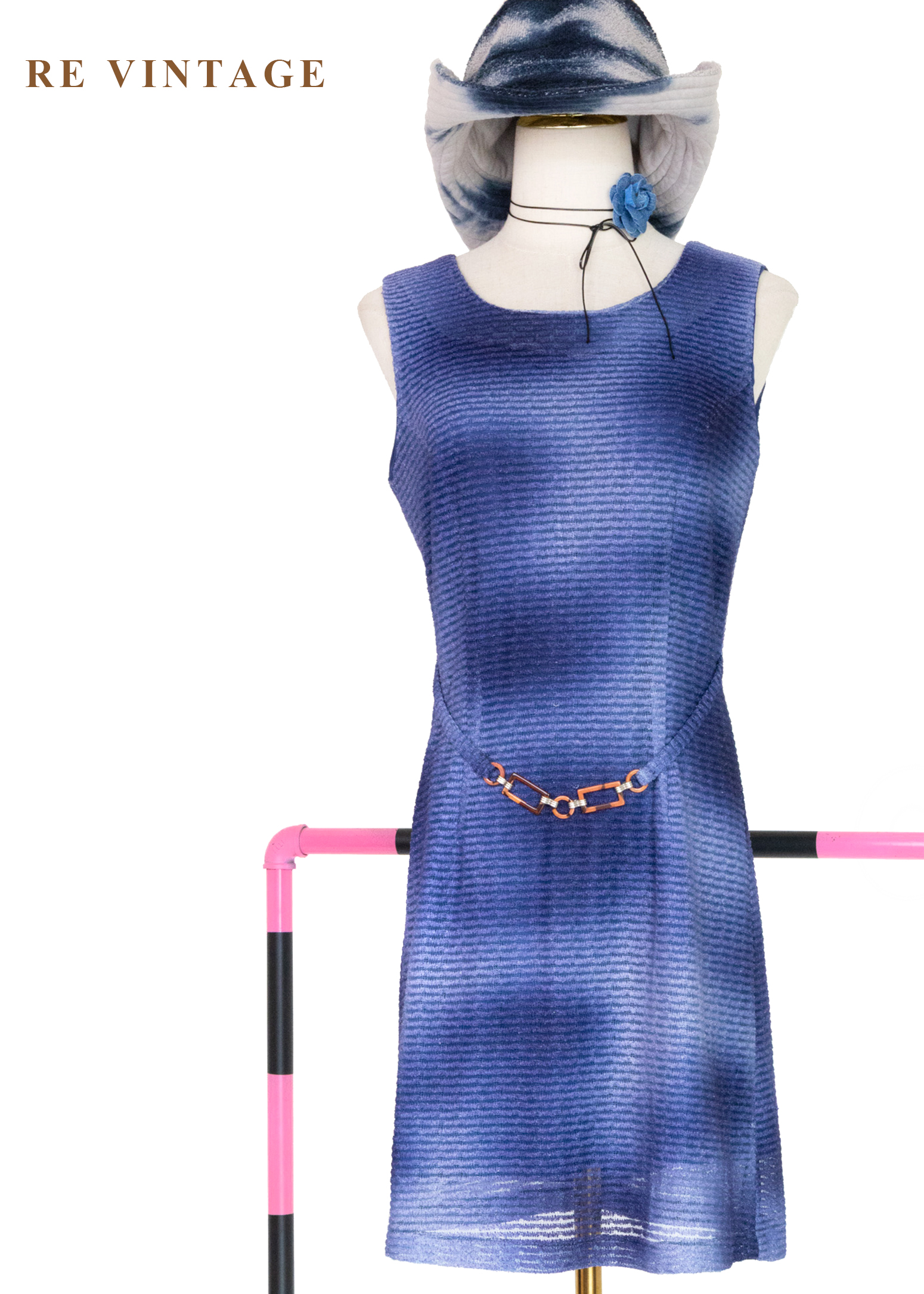 Blue Light in Motion 織紋藍染迷你洋裝