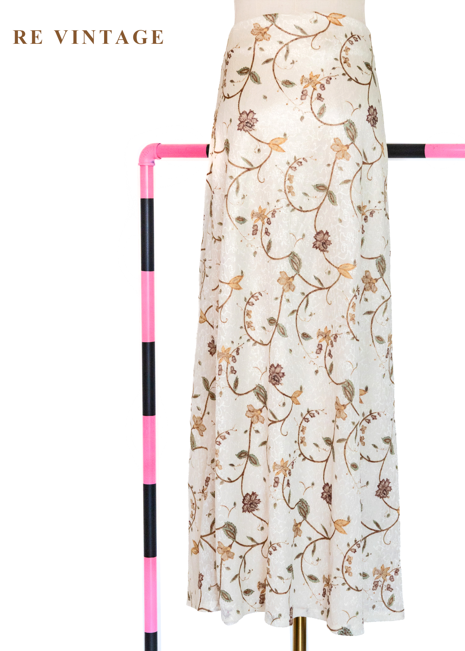 植物標本花朵米白色長裙(27-30")7