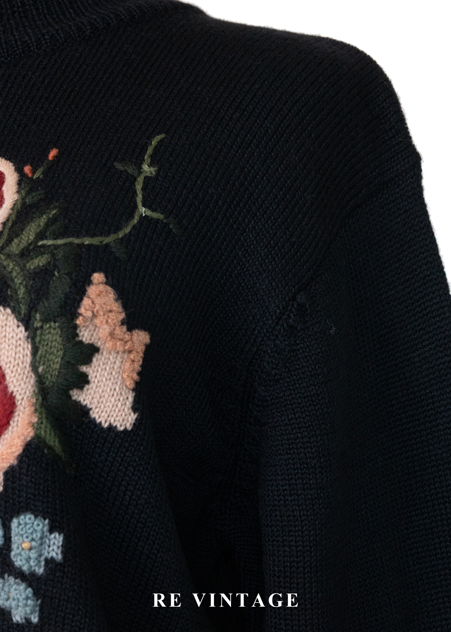 法式溫柔花束黑色針織毛衣6
