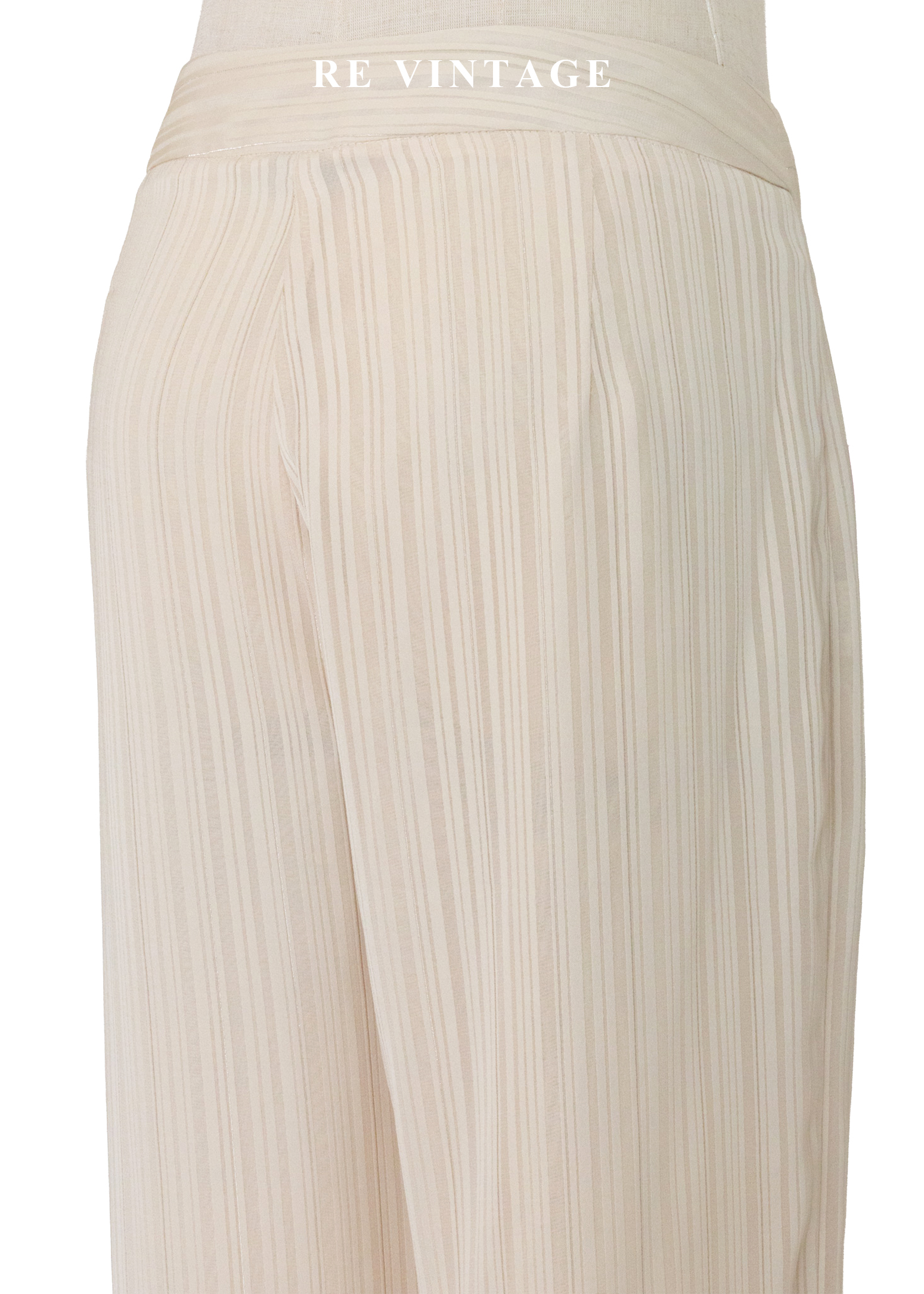 奶油白線條中國釦高腰直筒褲(27")9