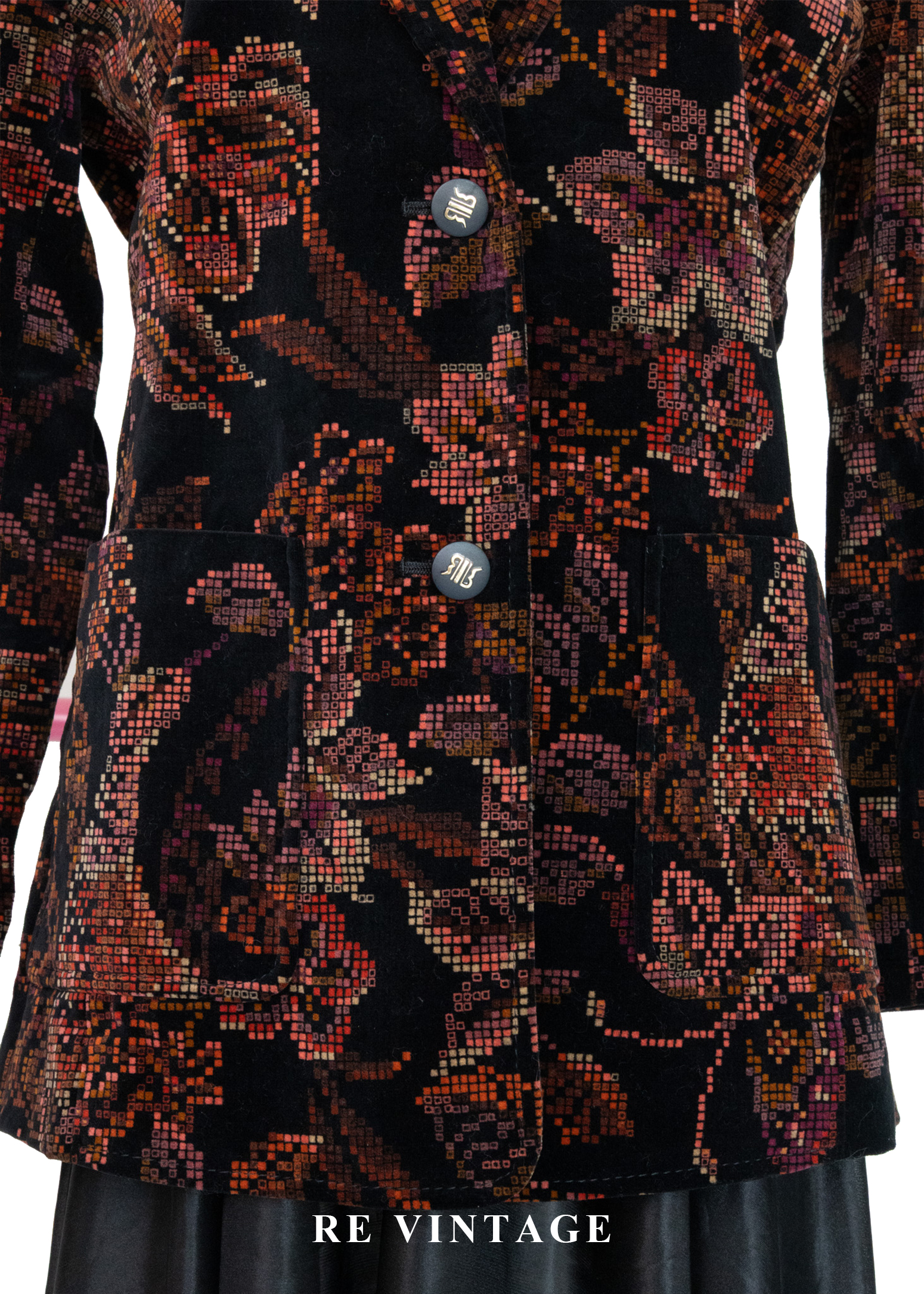 日本製 - Mosaic Garden 數位像素花朵西裝外套3