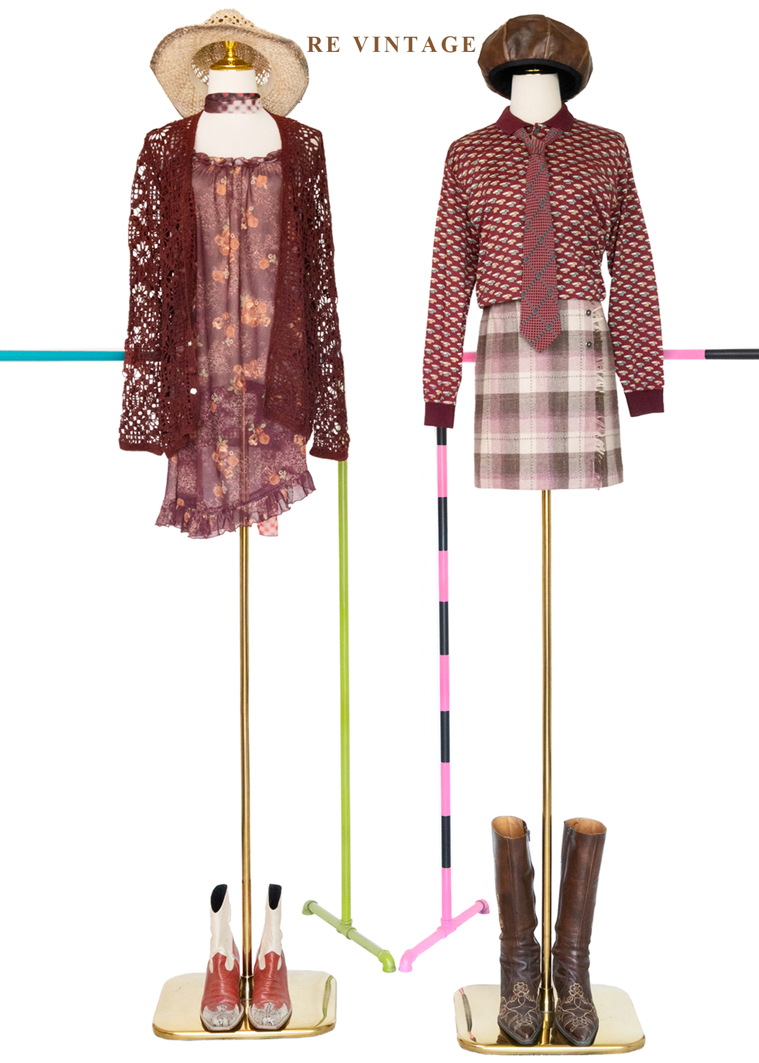 柔柔粉霧棕格紋流蘇短裙(26“)2