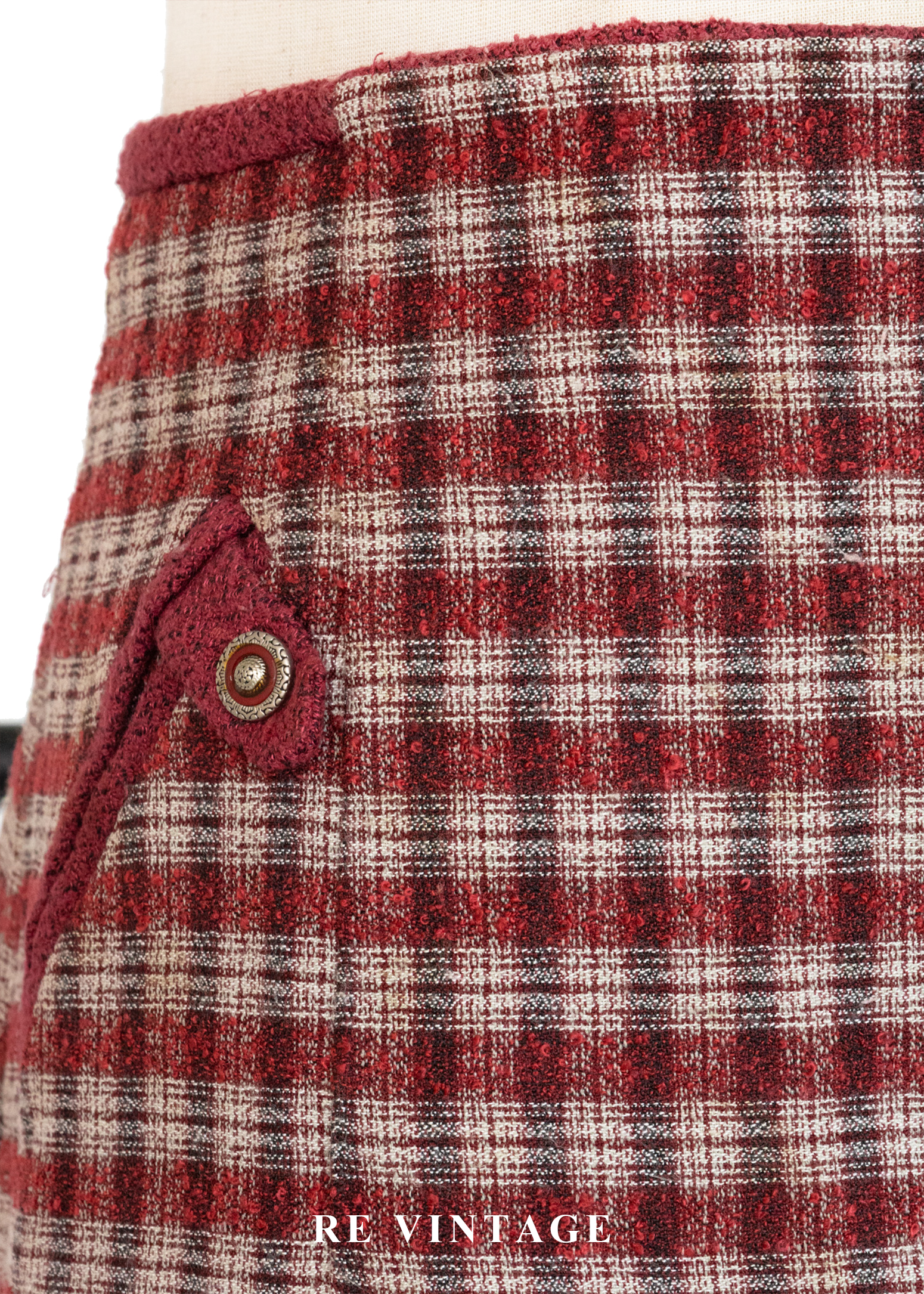 質感單品 - 精緻酒紅格紋短裙(27")6