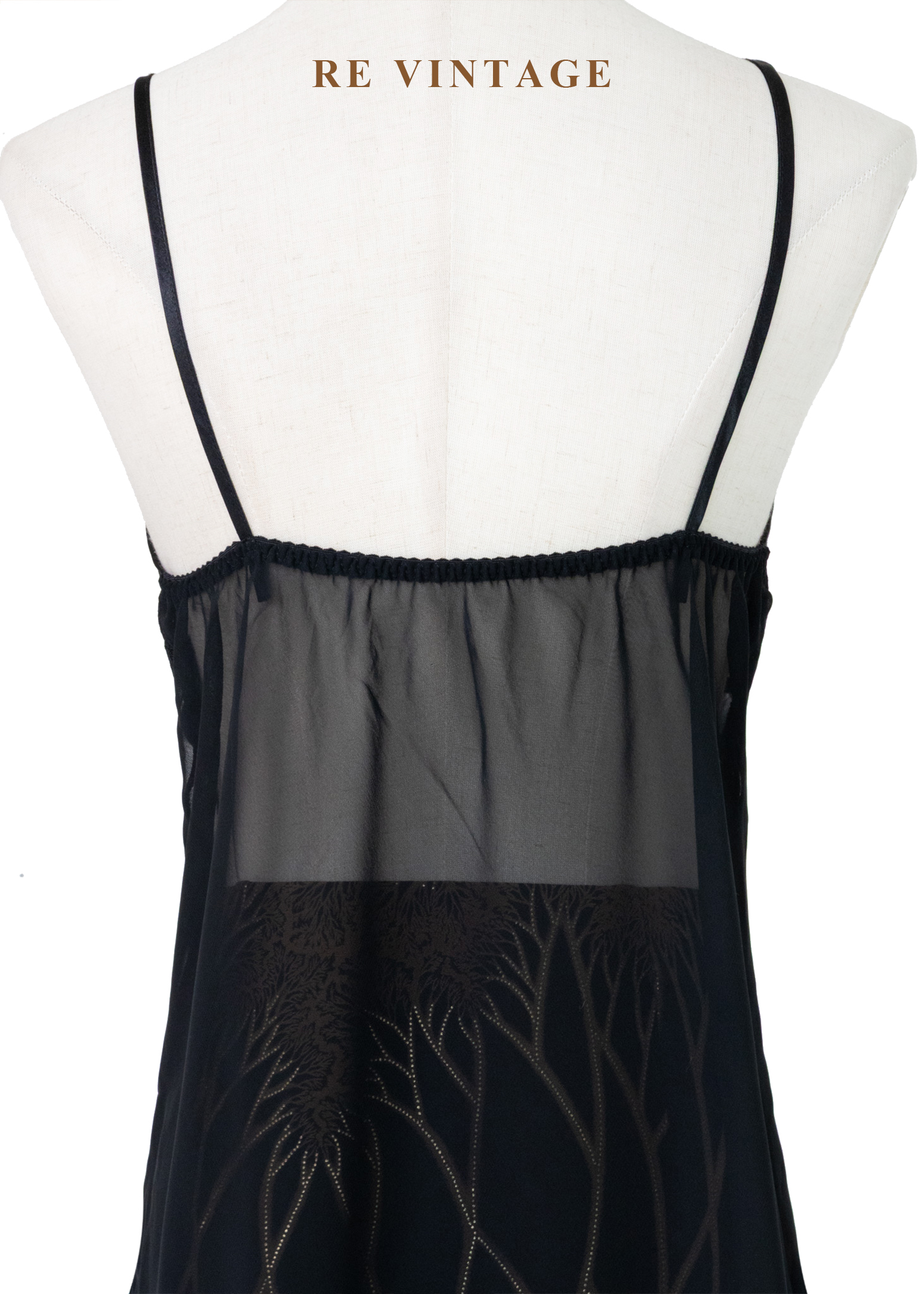 金線刺繡黑透膚細肩帶背心11