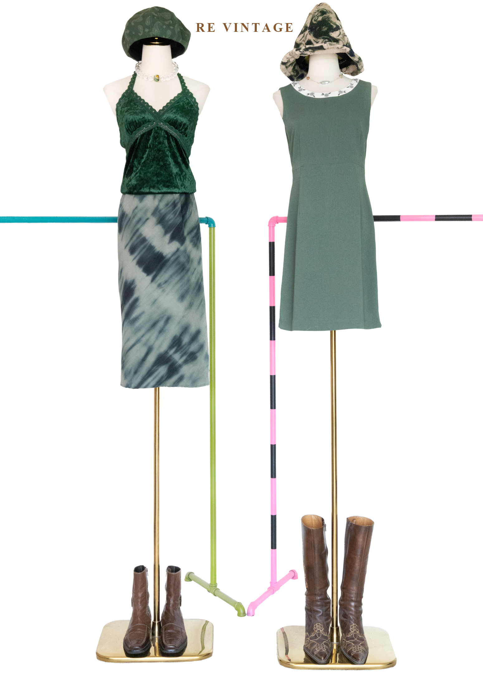 水墨綠迷蹤中長裙(22-29")2