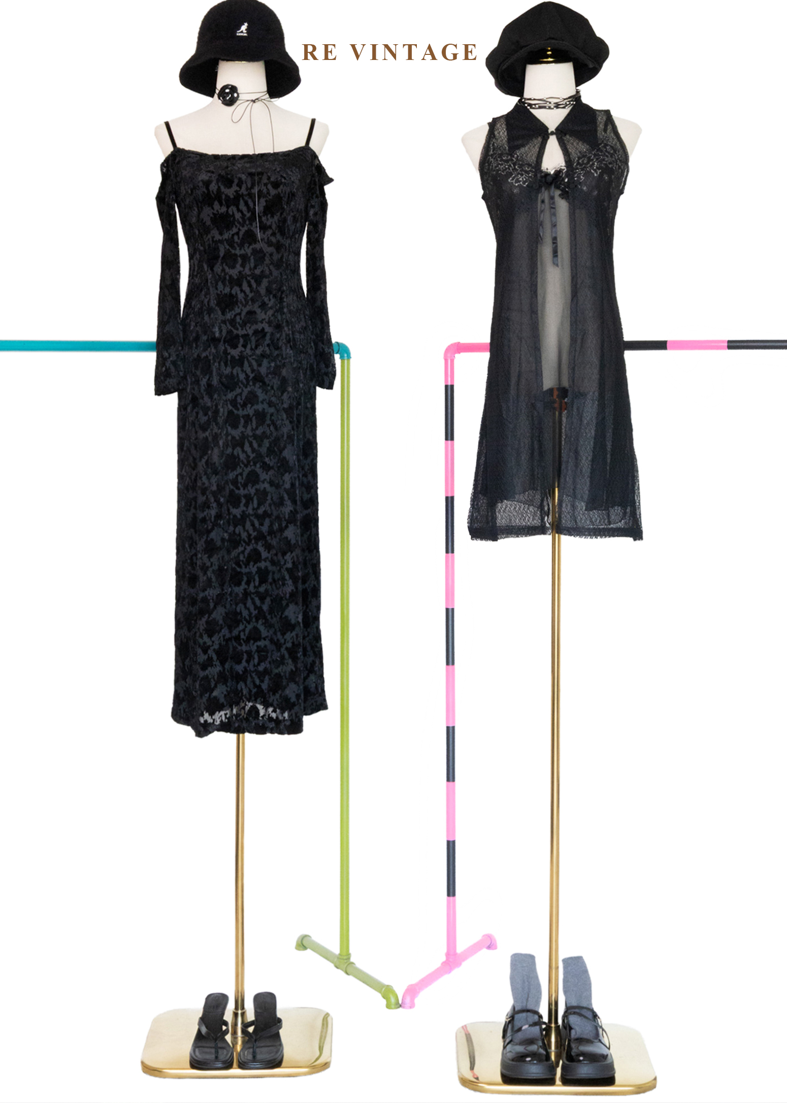 浪漫黑花園細肩帶透膚洋裝2