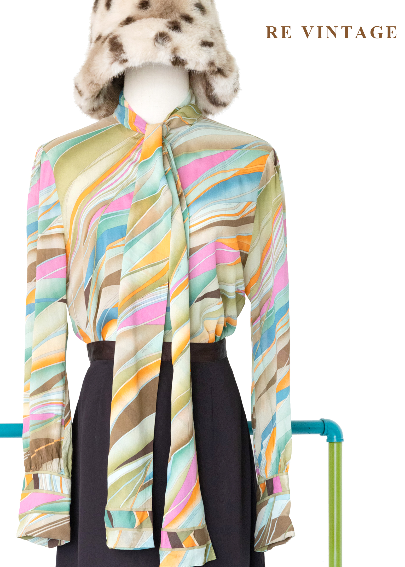 日本製 - 迷幻調色盤流動絲巾襯衫1