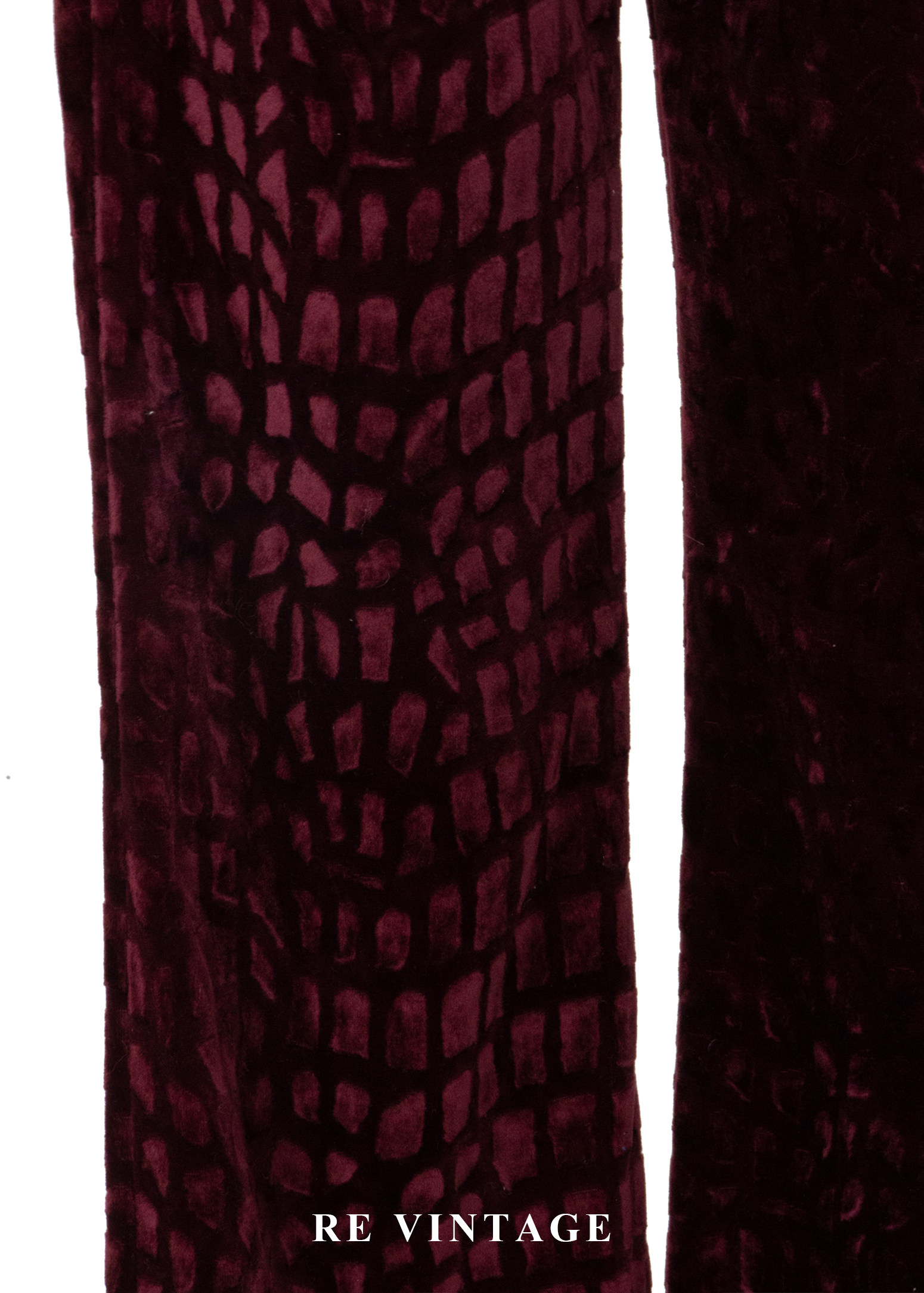 莓果色雕紋紋理絨布長褲(25")10