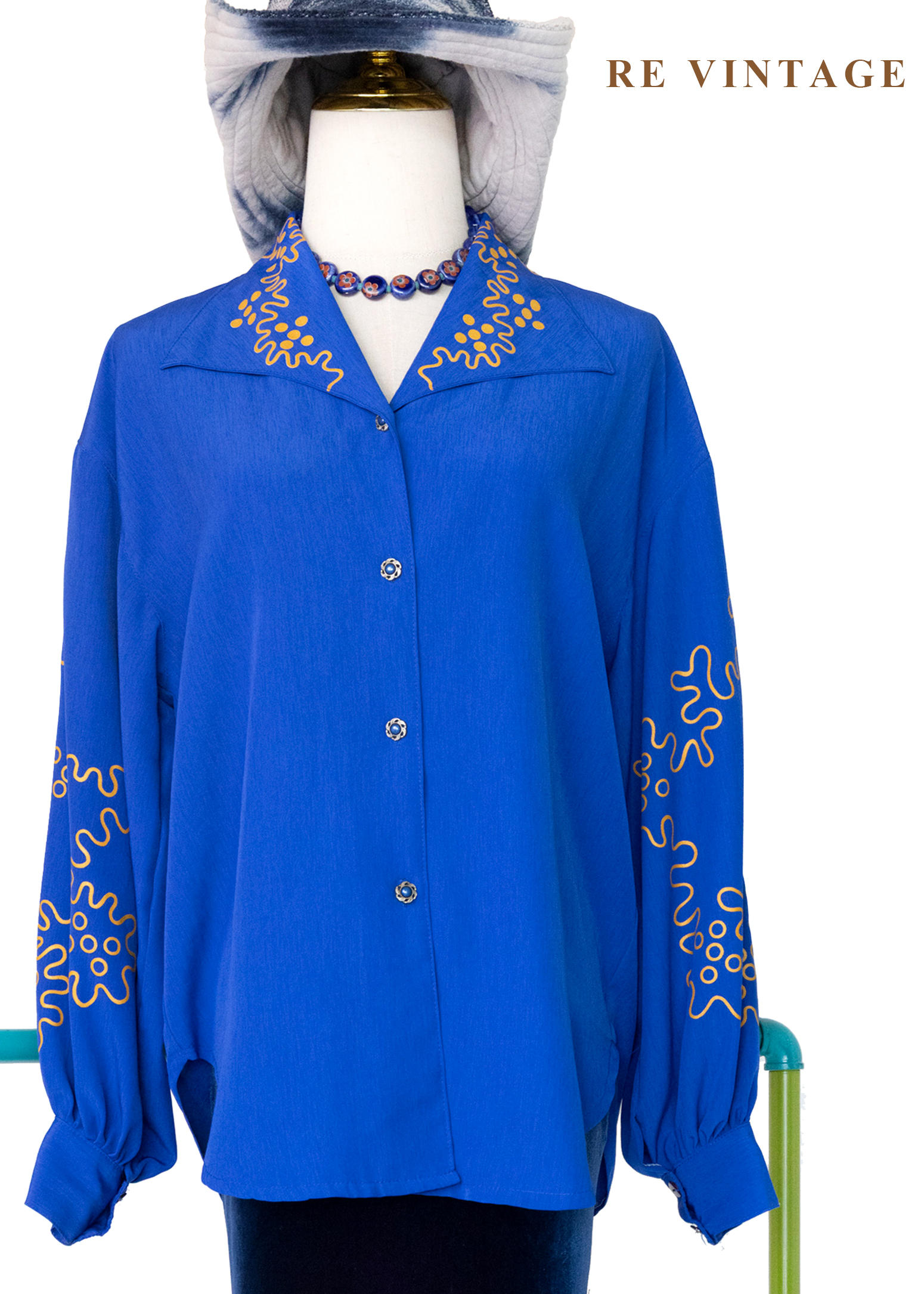 寶藍跳動火花襯衫