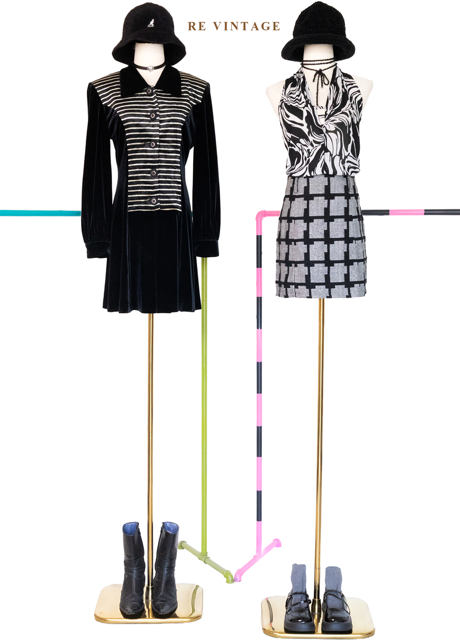 黑白流動藝術繞頸背心2