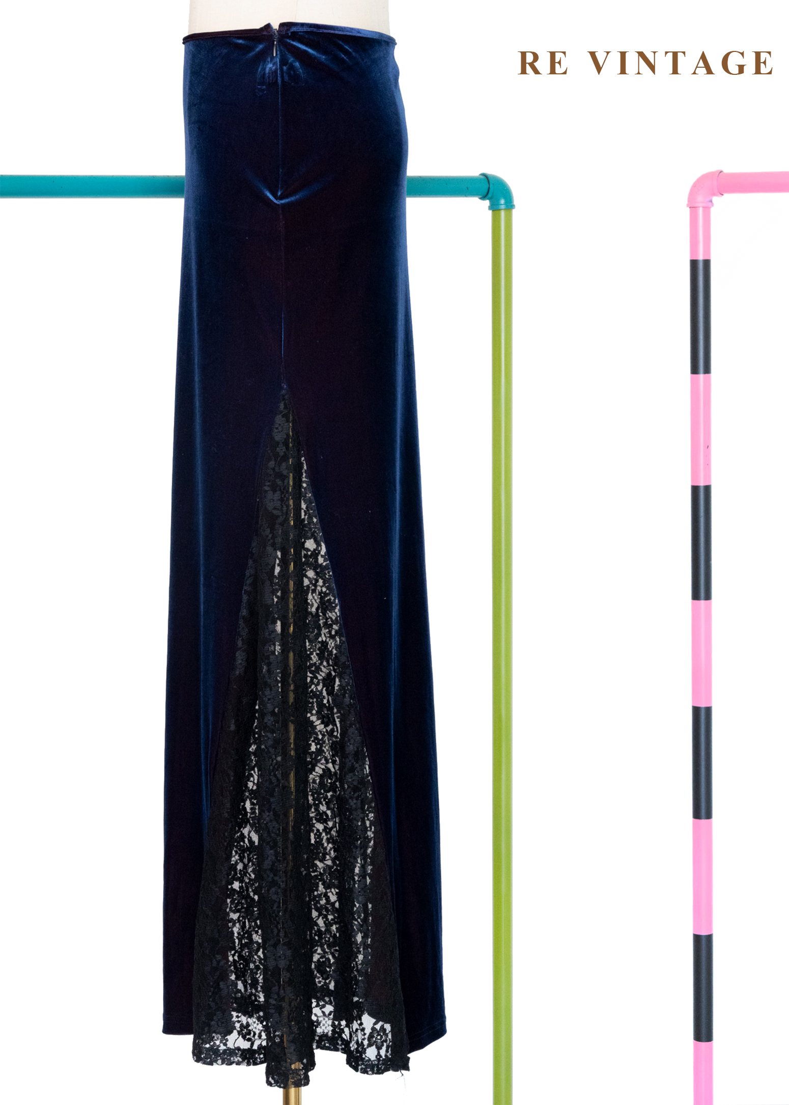 微光紅深藍蕾絲魔女長裙(28-30")9