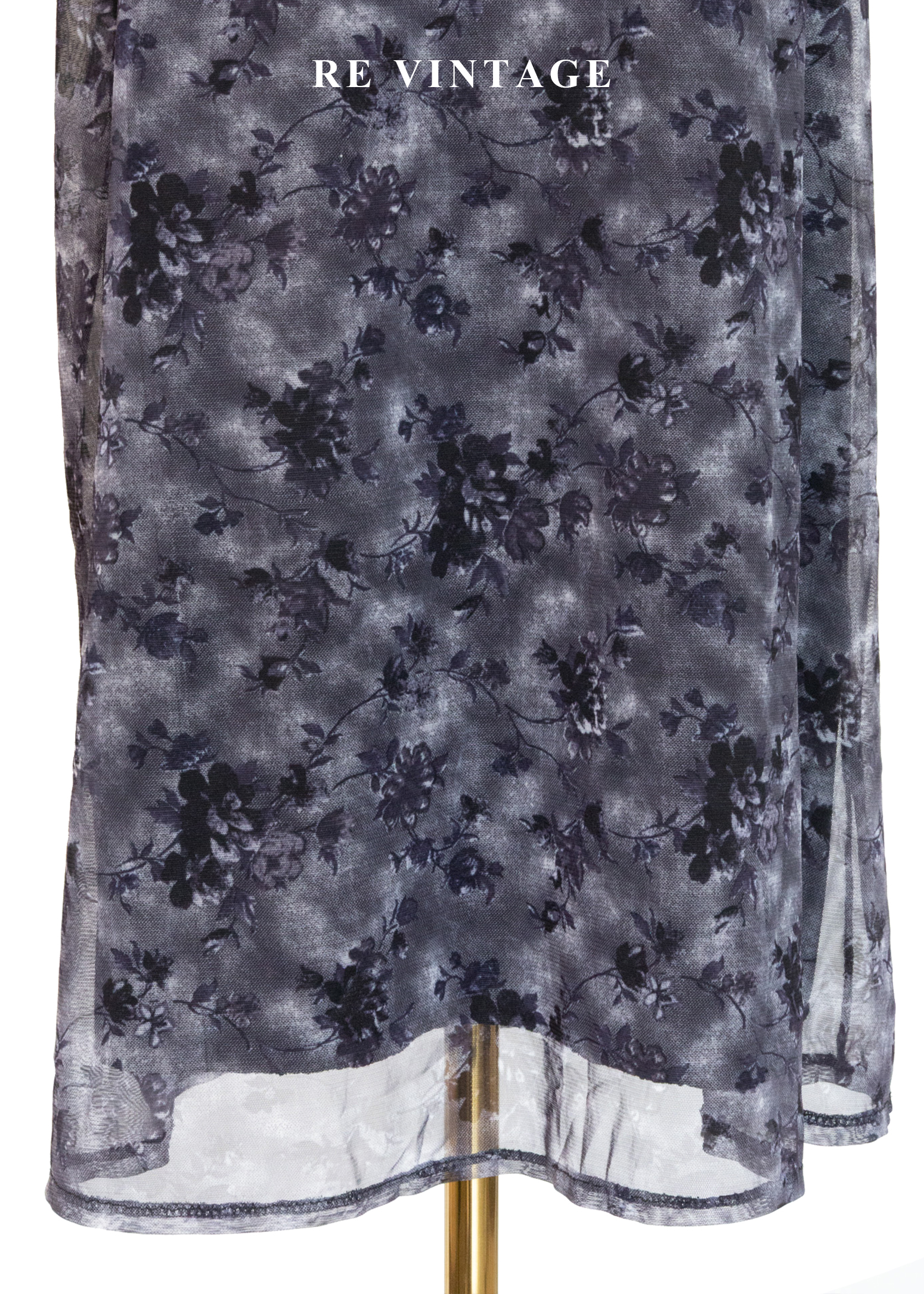 霧藍花朵網紗長裙(25-30")6