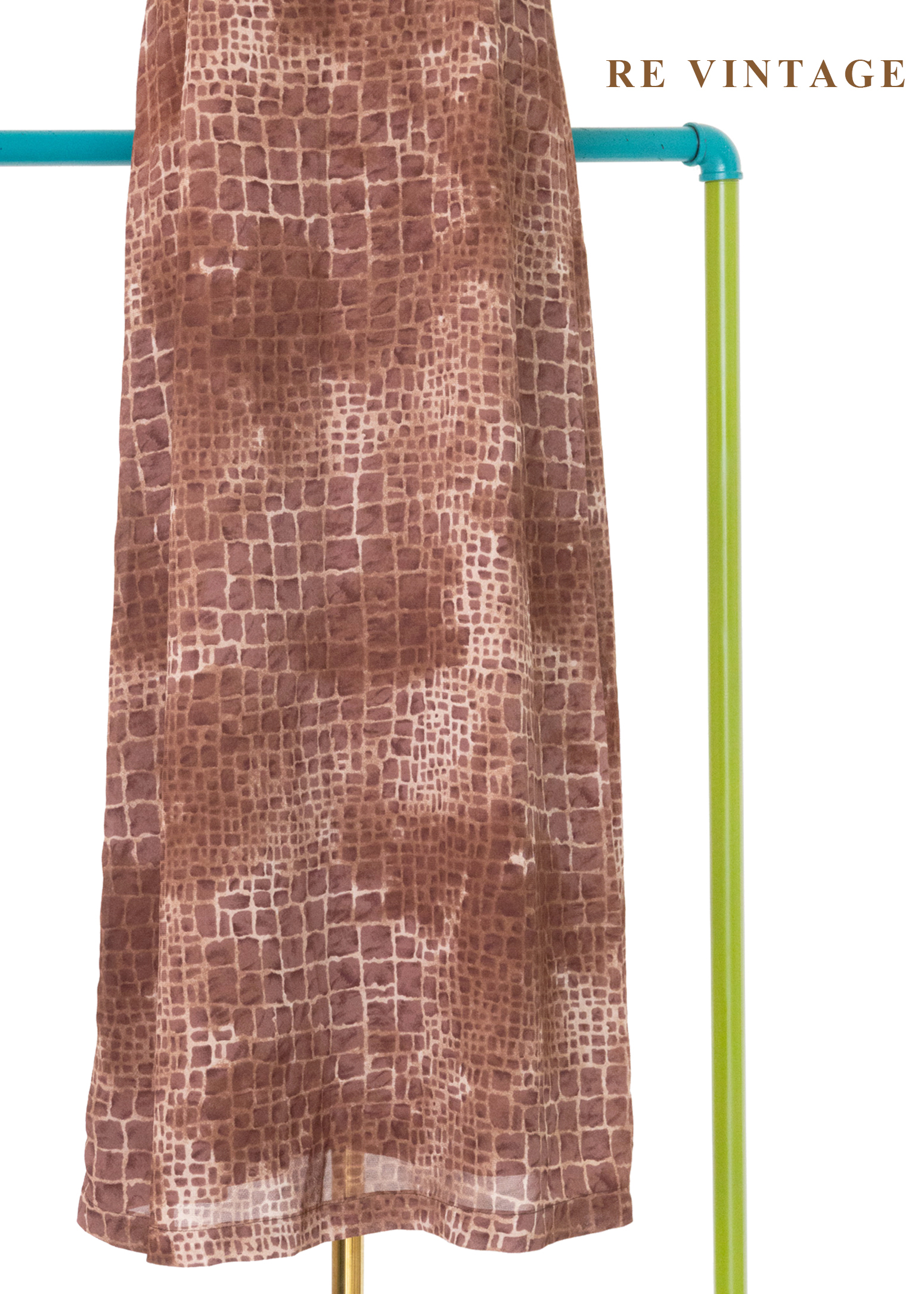 荒野豆沙棕色石牆紋理長洋裝4