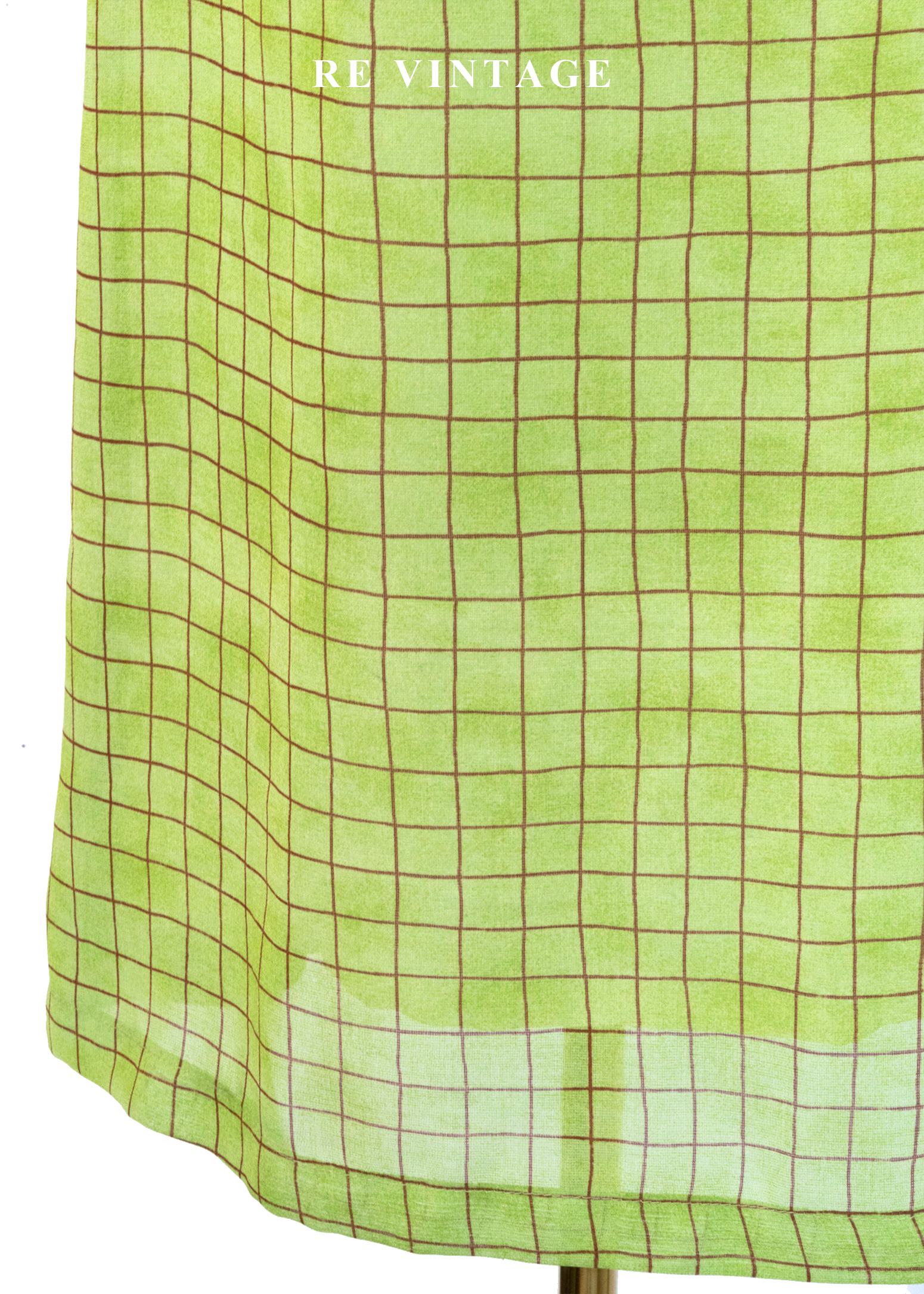 青寧色水彩暈染草地格紋長裙(25")4