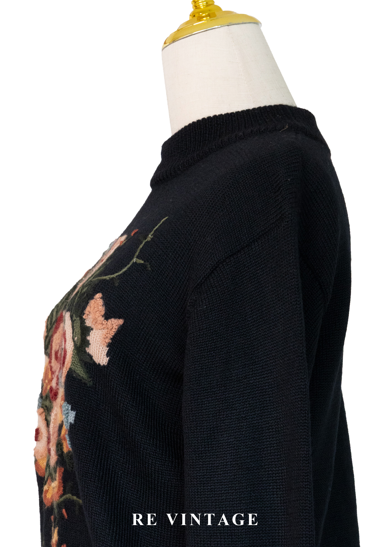 法式溫柔花束黑色針織毛衣8