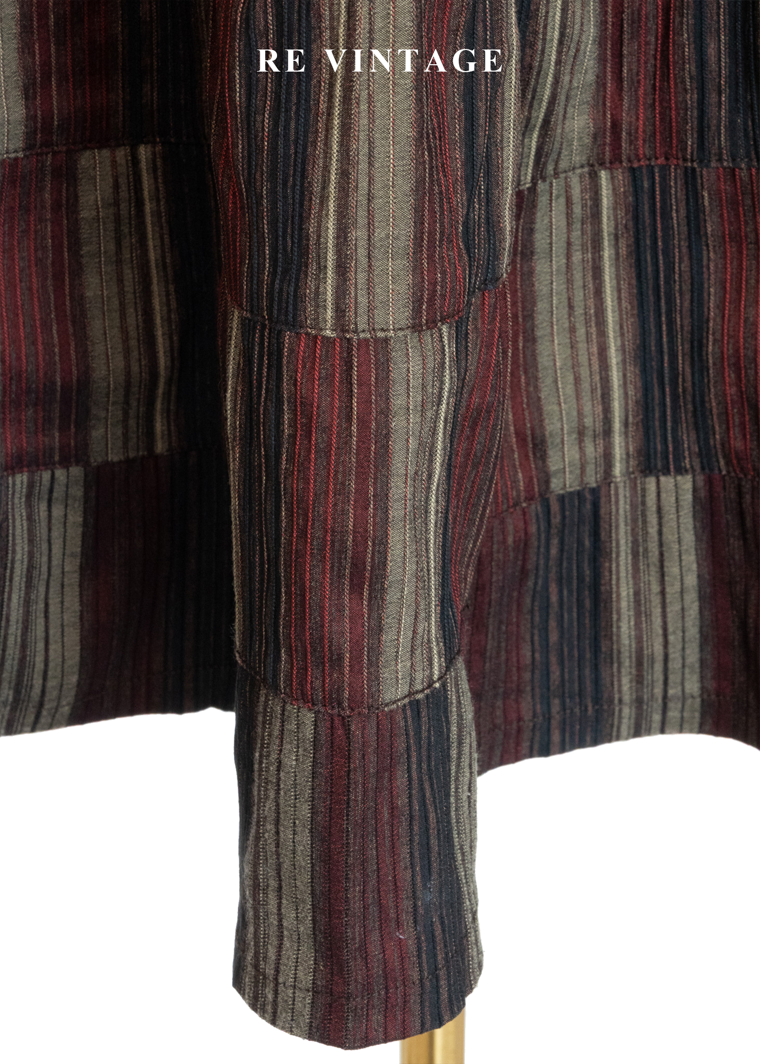 時空階梯條紋拼貼格紋長裙(25-29")9